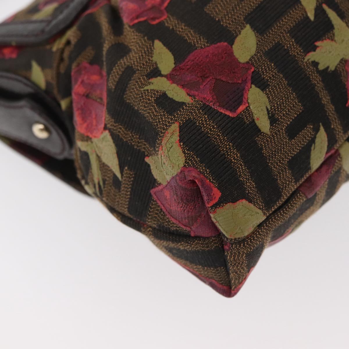 FENDI Zucca Canvas Floral Mamma Baguette Bag Black Brown Auth yk20436SAV