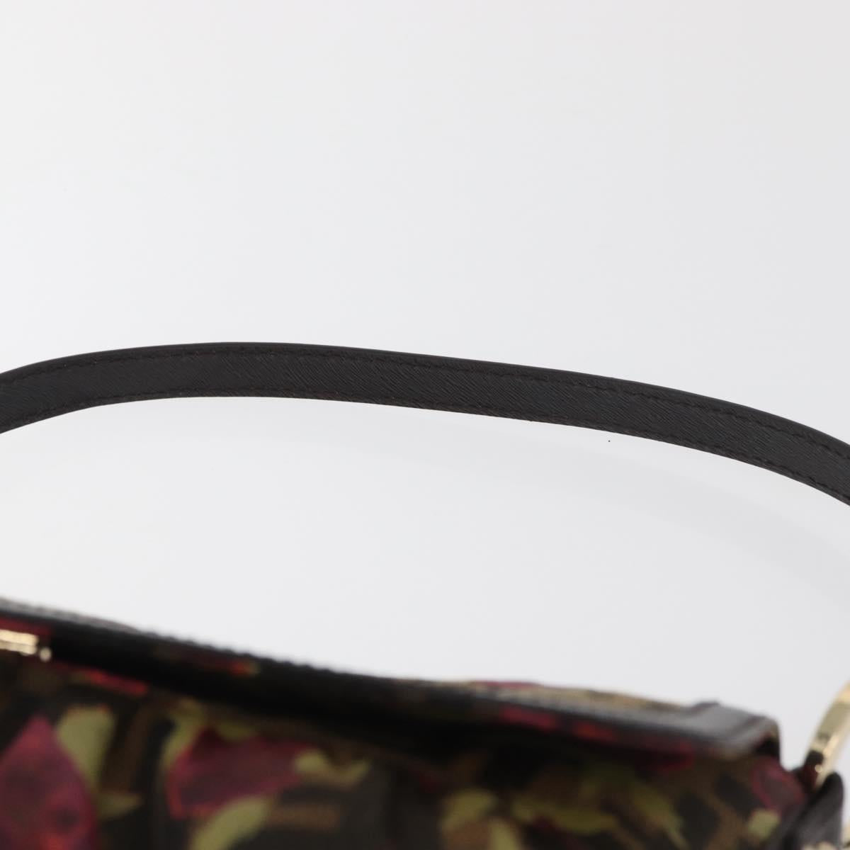 FENDI Zucca Canvas Floral Mamma Baguette Bag Black Brown Auth yk20436SAV