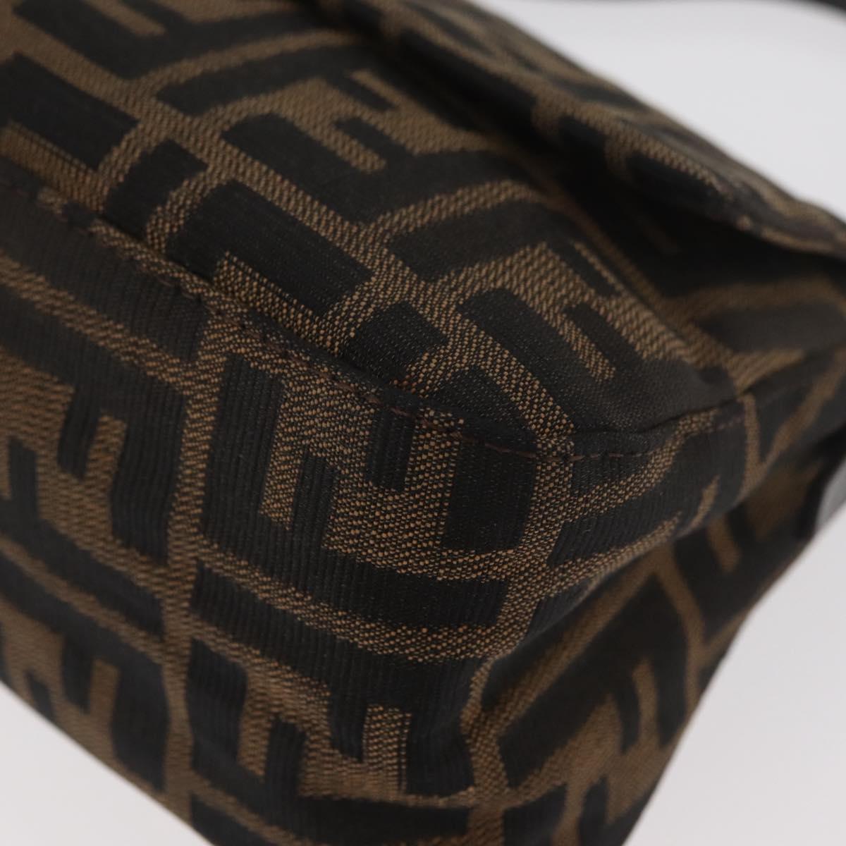 FENDI Zucca Canvas Mamma Baguette Shoulder Bag Black Brown Auth yk20437SAM