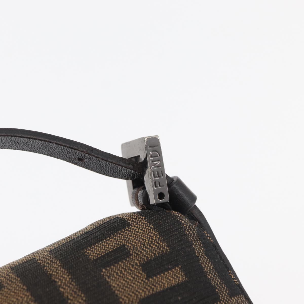 FENDI Zucca Canvas Mamma Baguette Shoulder Bag Black Brown Auth yk20437SAM