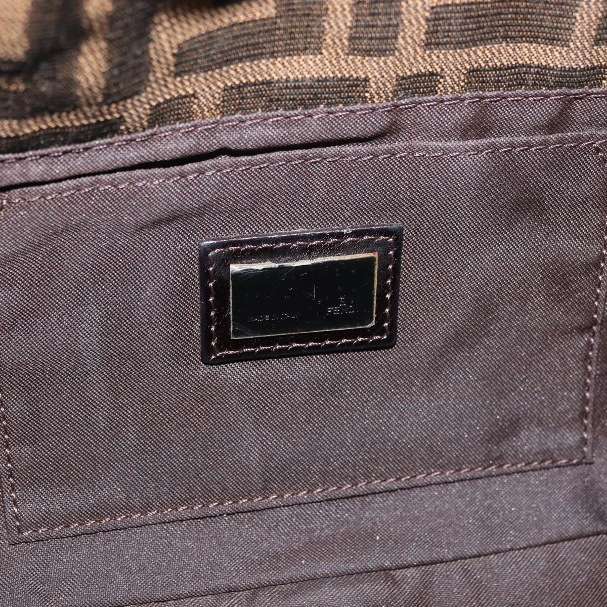FENDI Zucca Canvas Mamma Baguette Shoulder Bag Black Brown Auth yk20437SAM