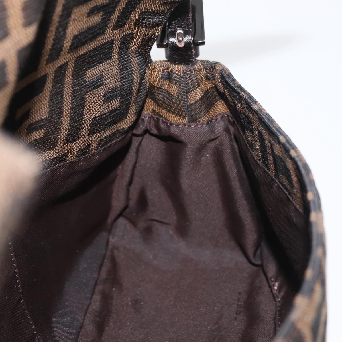 FENDI Zucca Canvas Mamma Baguette Shoulder Bag Black Brown Auth yk20437SAM