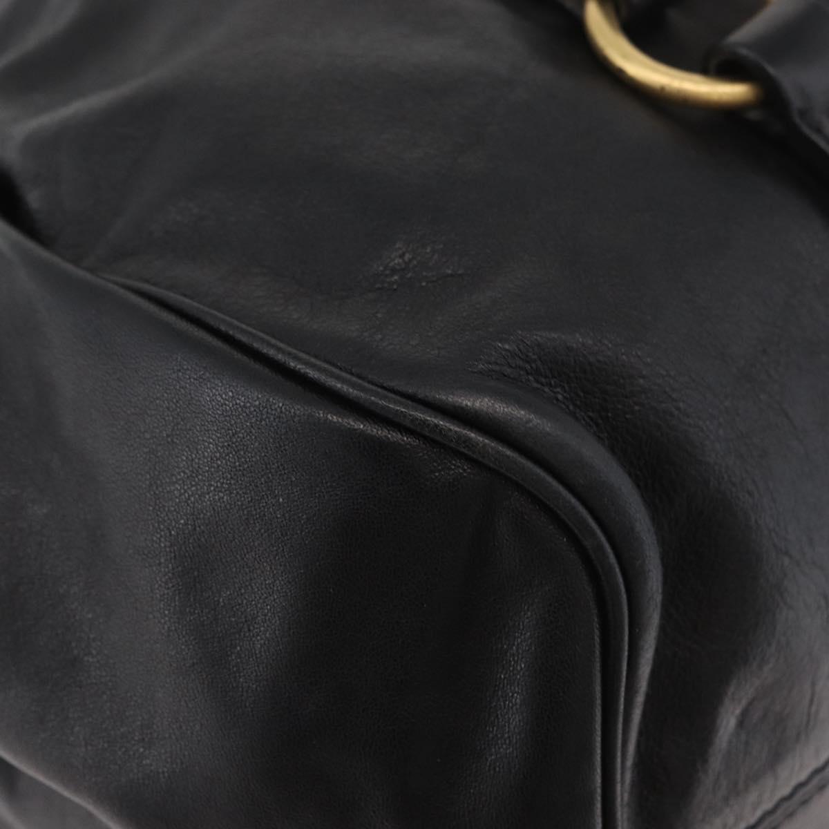 Miu Miu Hand Bag Leather 2way Black Gold Auth yk20440SAM
