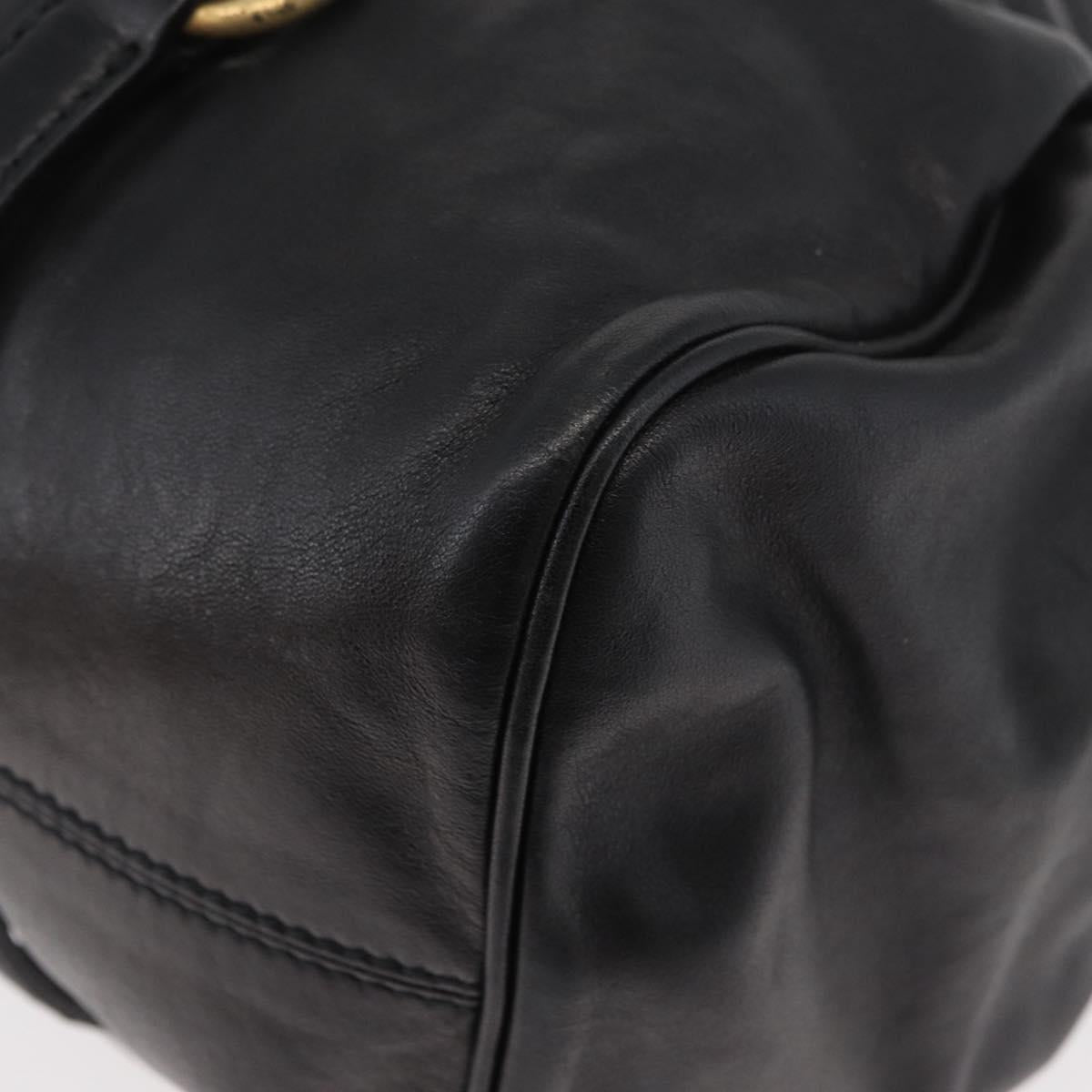 Miu Miu Hand Bag Leather 2way Black Gold Auth yk20440SAM