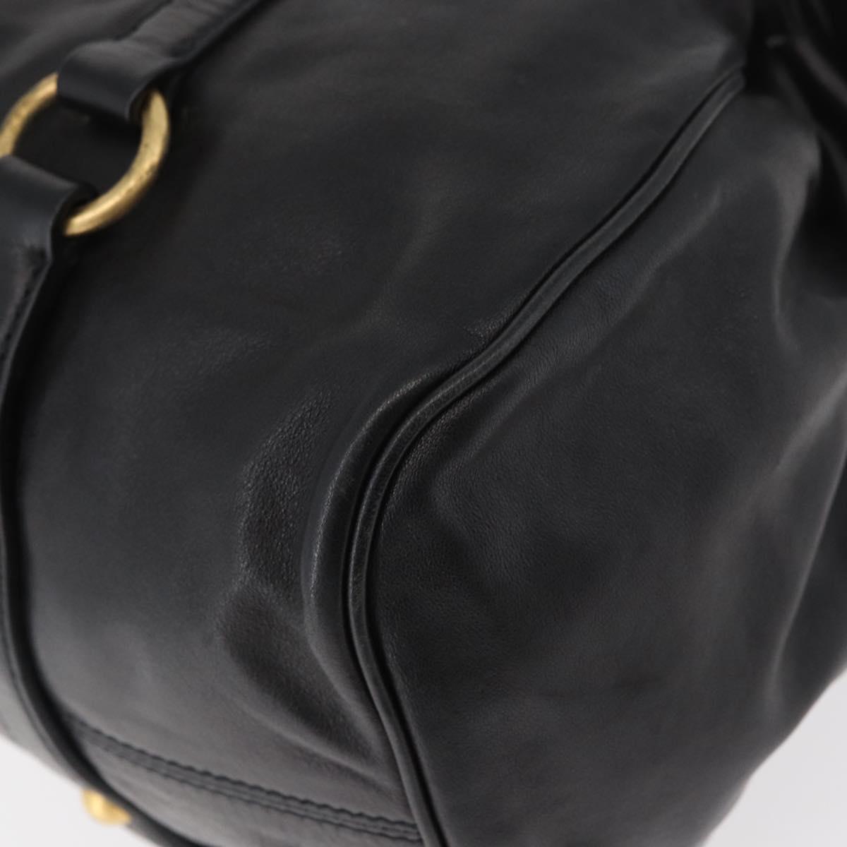Miu Miu Hand Bag Leather 2way Black Gold Auth yk20440SAM