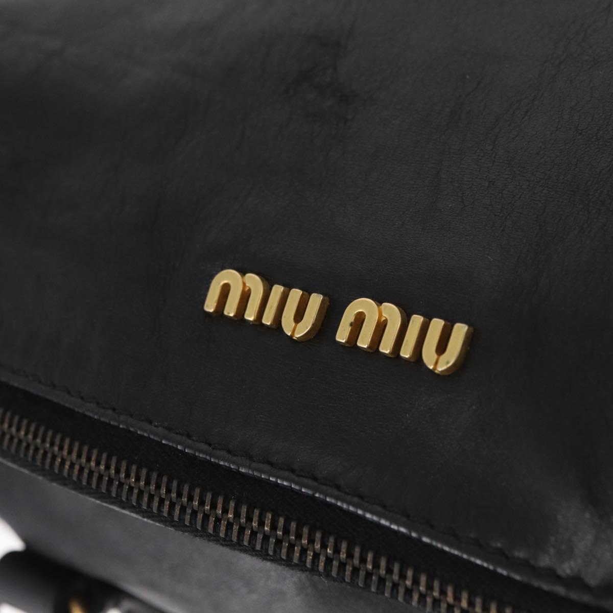 Miu Miu Hand Bag Leather 2way Black Gold Auth yk20440SAM