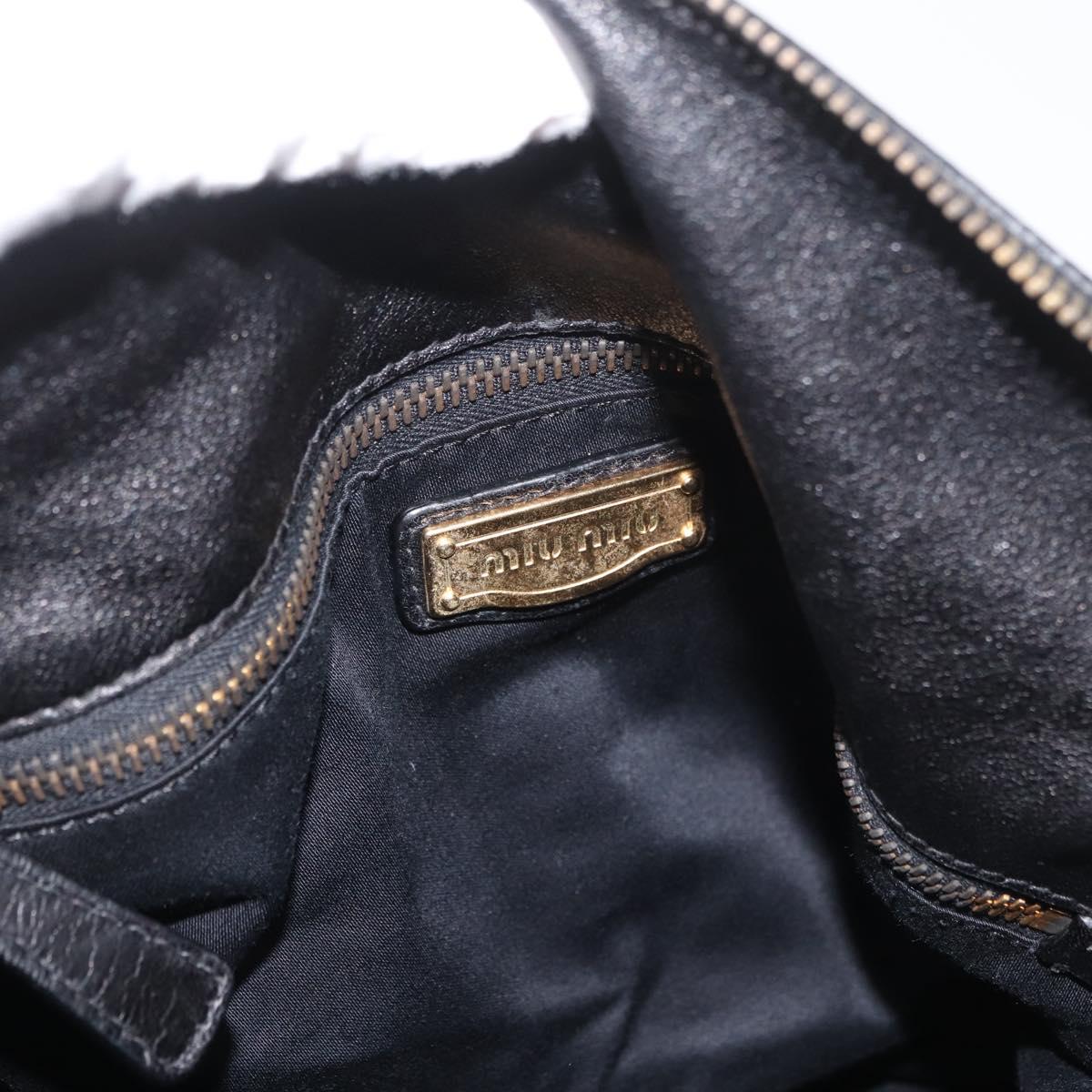 Miu Miu Hand Bag Leather 2way Black Gold Auth yk20440SAM