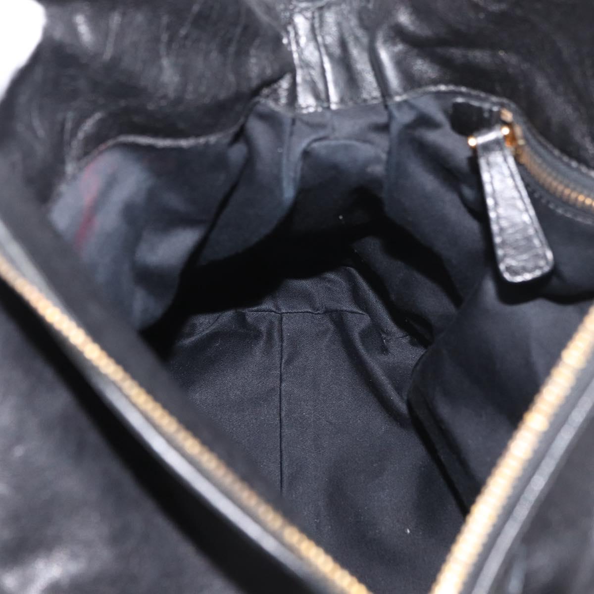 Miu Miu Hand Bag Leather 2way Black Gold Auth yk20440SAM