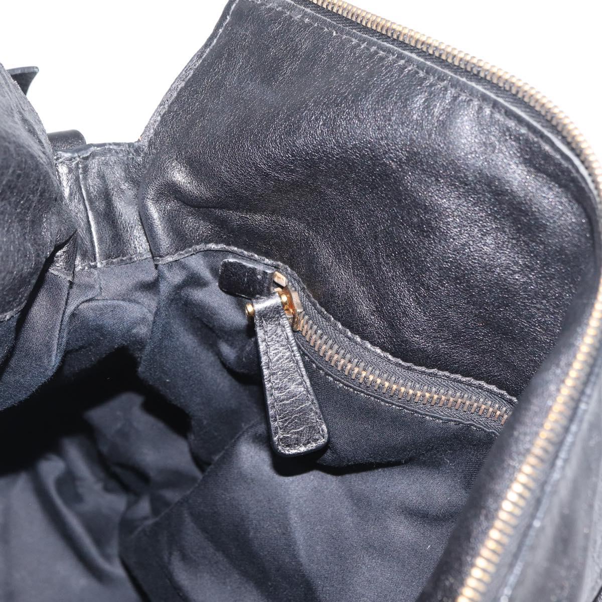 Miu Miu Hand Bag Leather 2way Black Gold Auth yk20440SAM