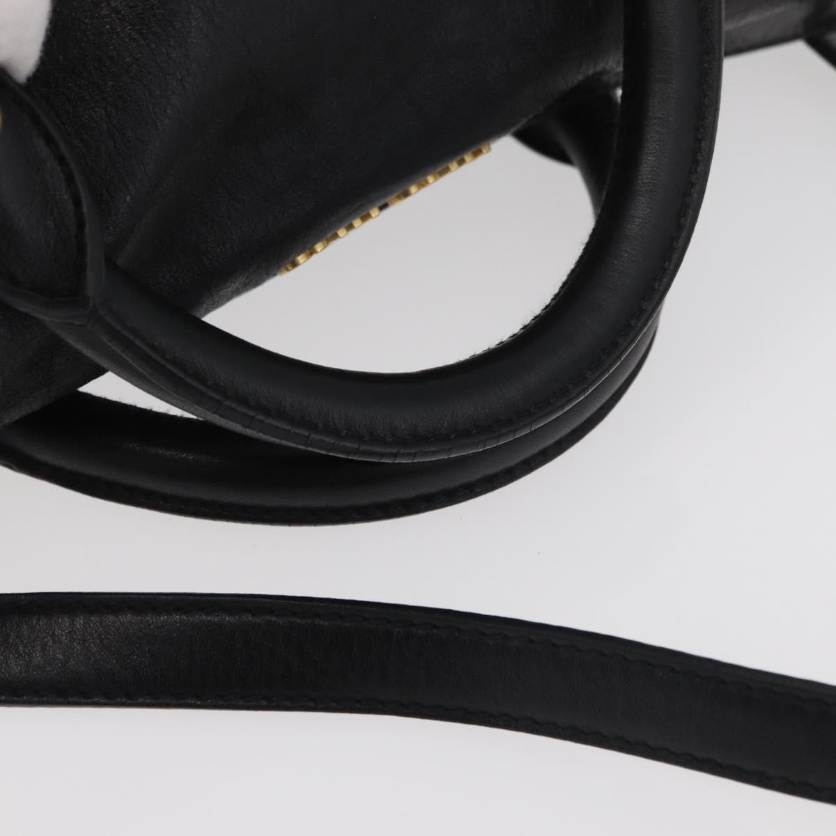 Miu Miu Hand Bag Leather 2way Black Gold Auth yk20440SAM