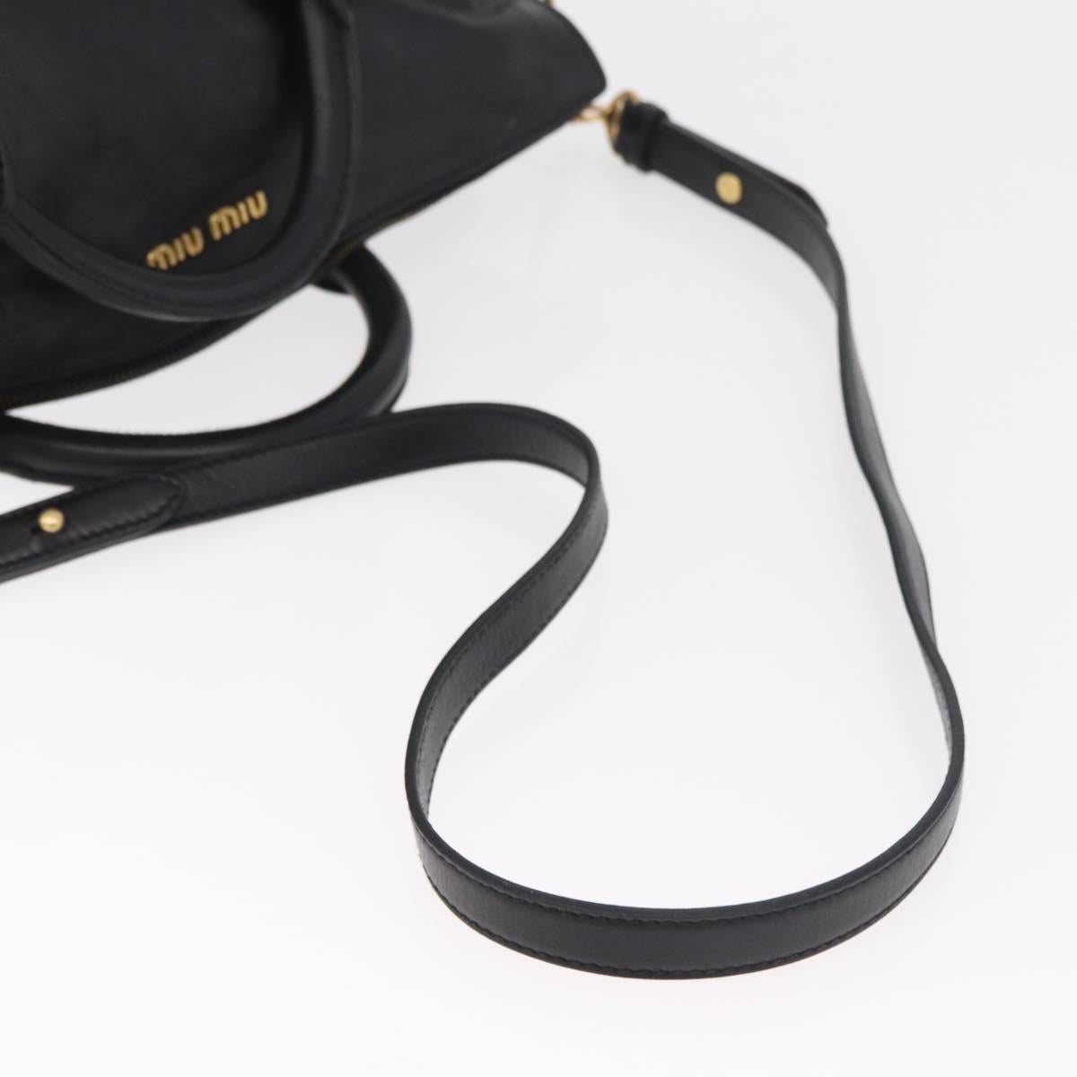 Miu Miu Hand Bag Leather 2way Black Gold Auth yk20440SAM