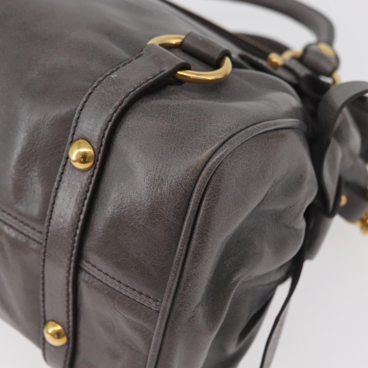 Miu Miu Hand Bag Leather 2way Gray Gold Auth yk20442SAM