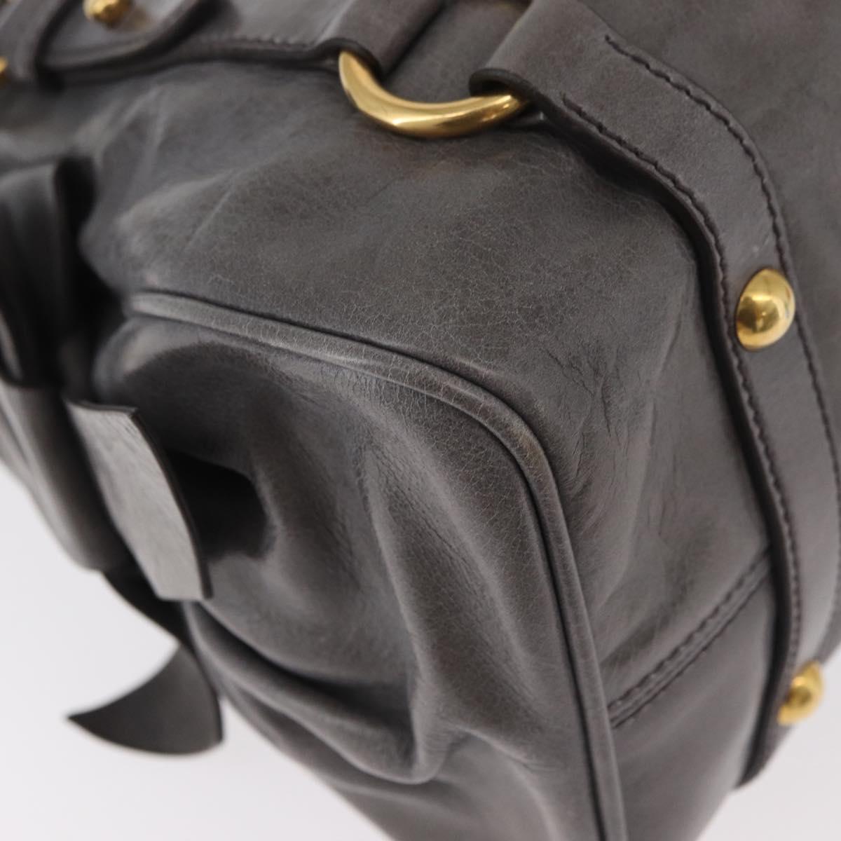 Miu Miu Hand Bag Leather 2way Gray Gold Auth yk20442SAM