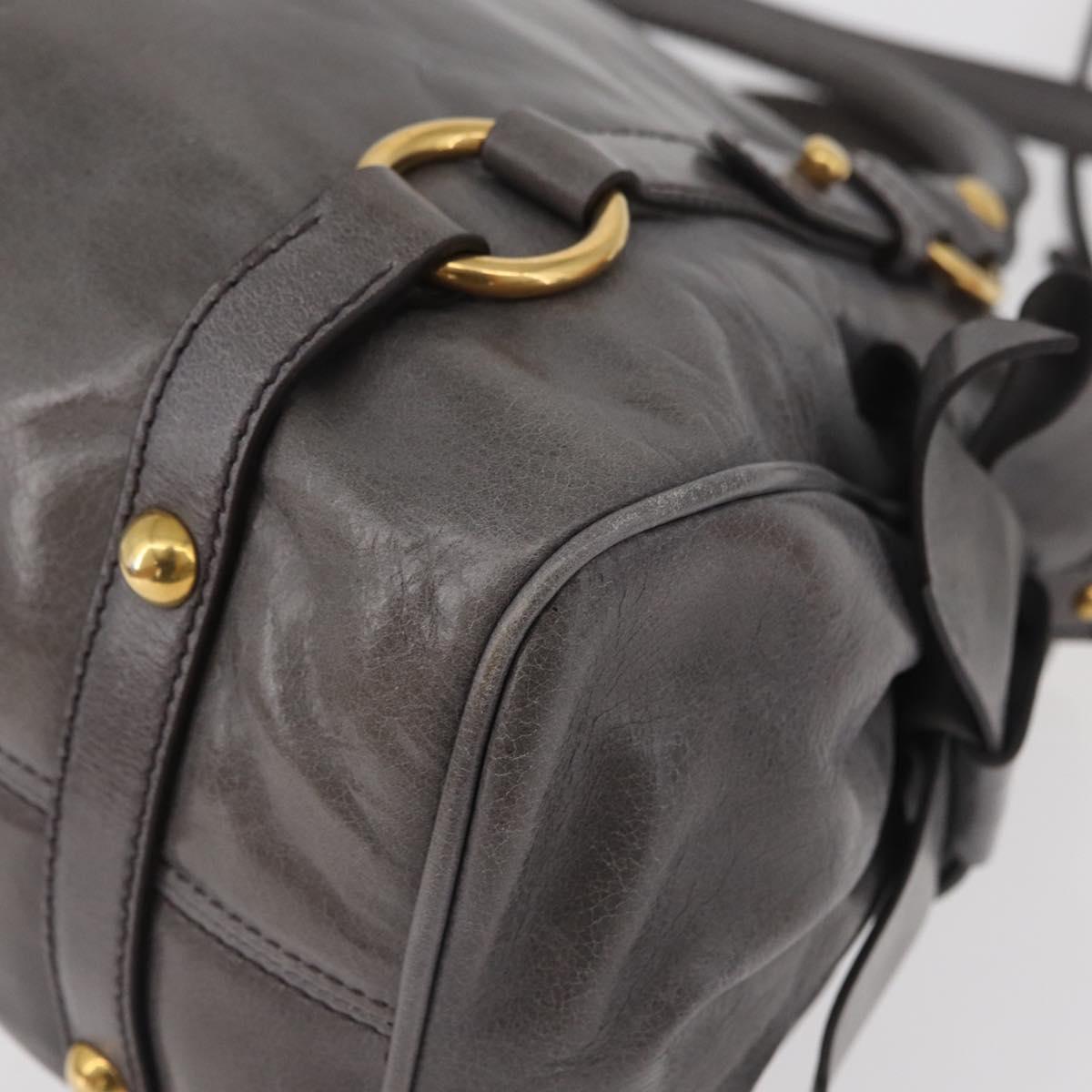 Miu Miu Hand Bag Leather 2way Gray Gold Auth yk20442SAM