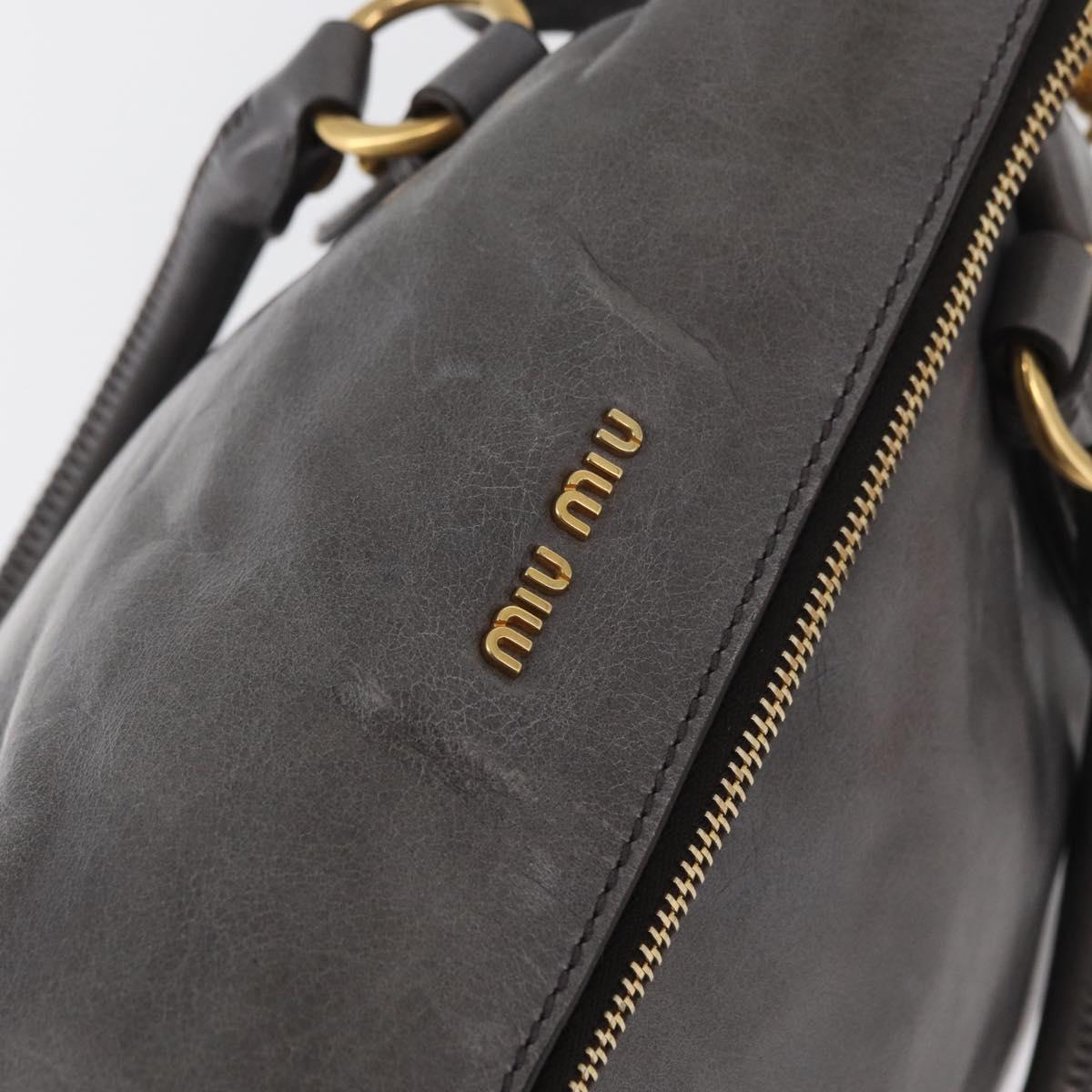 Miu Miu Hand Bag Leather 2way Gray Gold Auth yk20442SAM