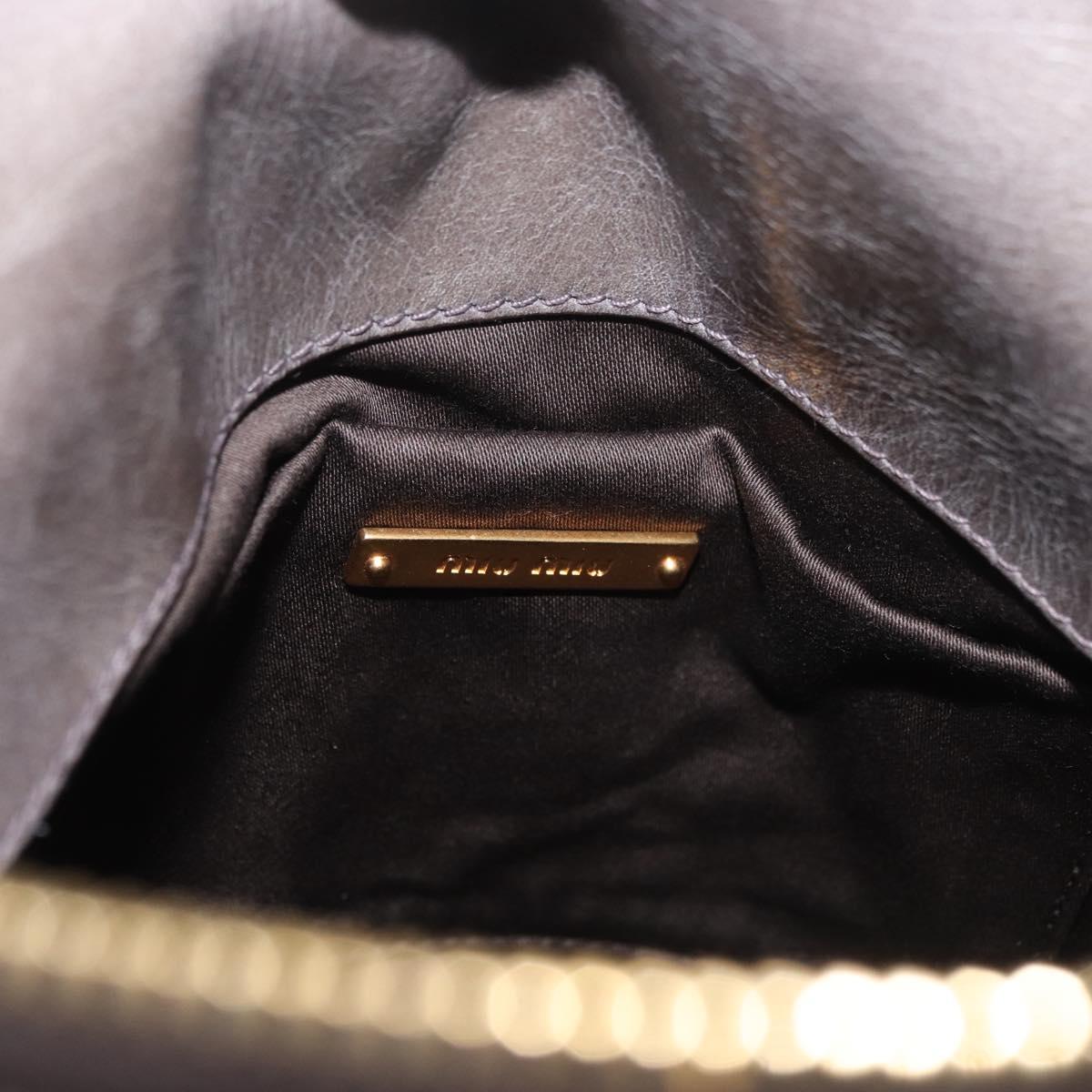 Miu Miu Hand Bag Leather 2way Gray Gold Auth yk20442SAM