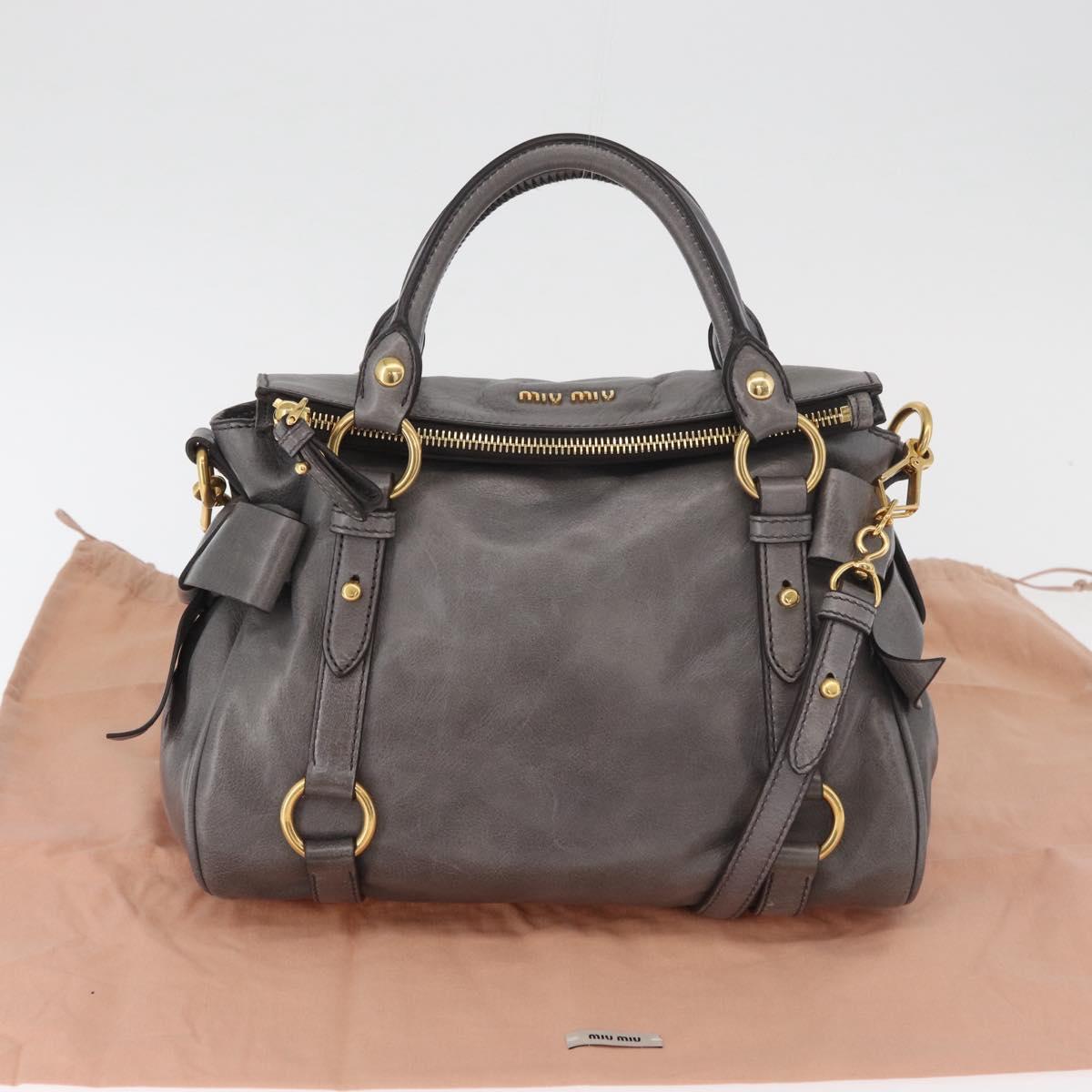 Miu Miu Hand Bag Leather 2way Gray Gold Auth yk20442SAM