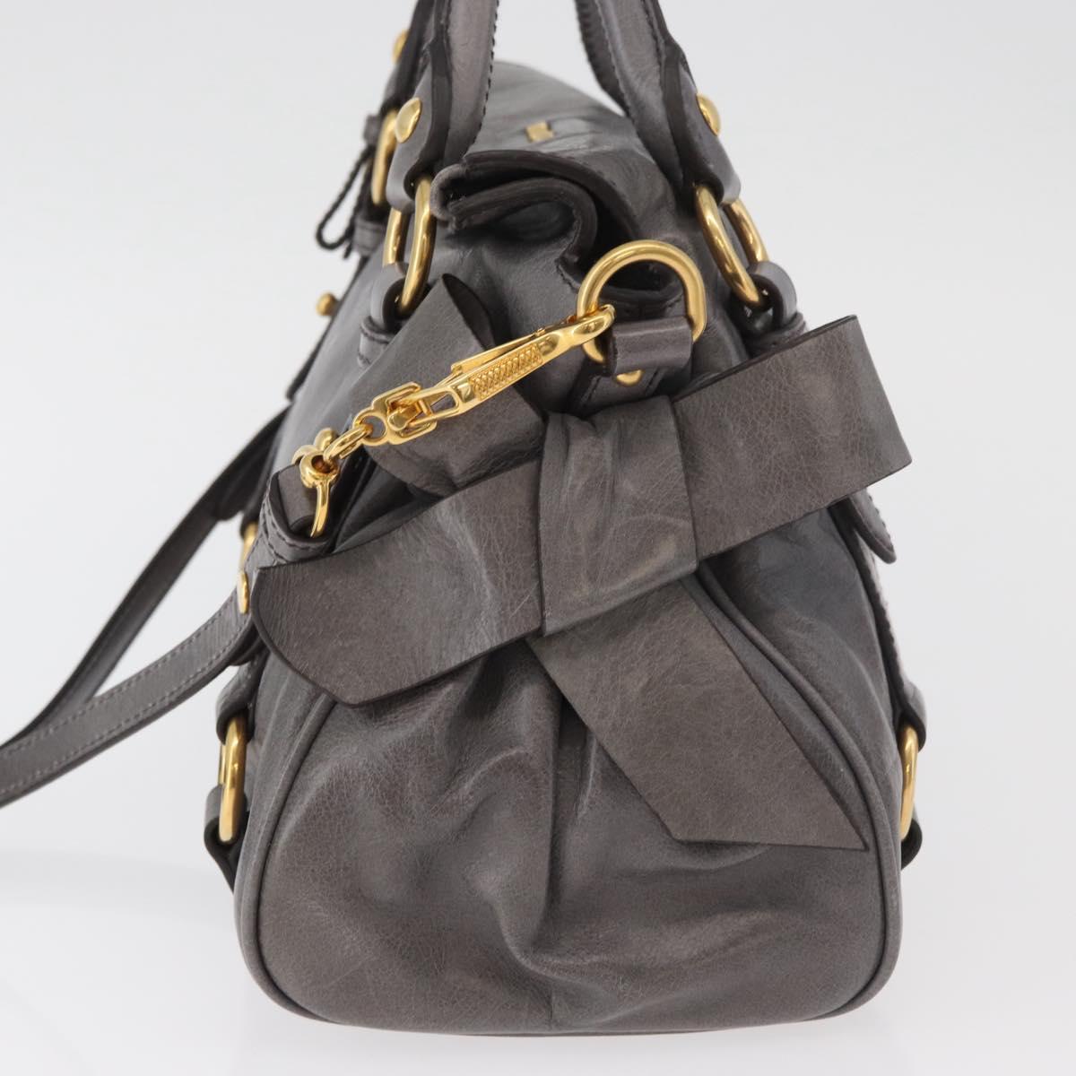 Miu Miu Hand Bag Leather 2way Gray Gold Auth yk20442SAM
