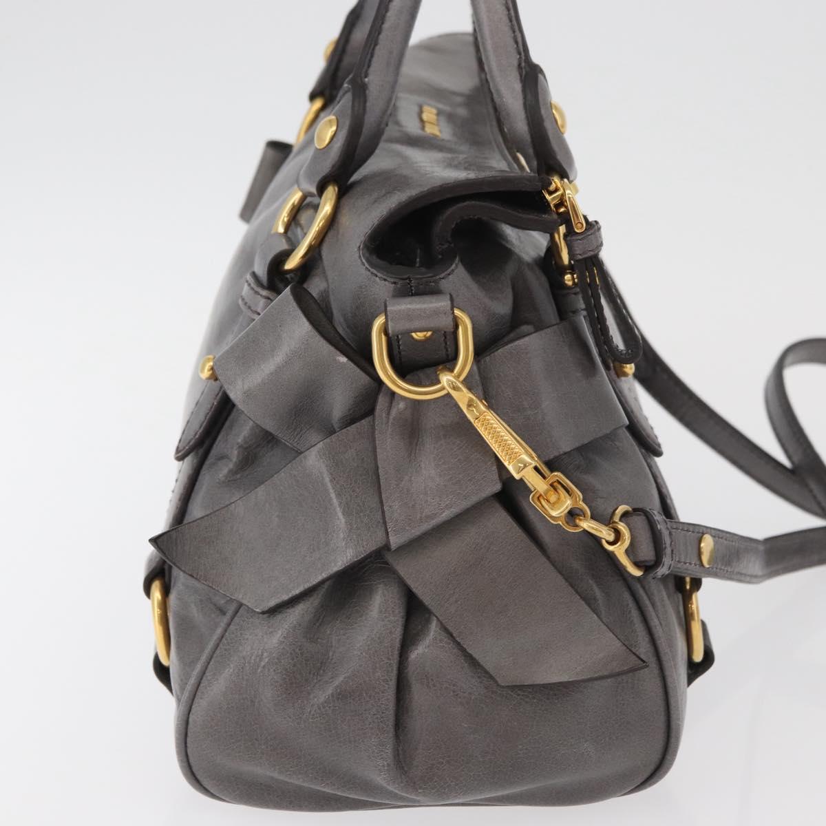 Miu Miu Hand Bag Leather 2way Gray Gold Auth yk20442SAM