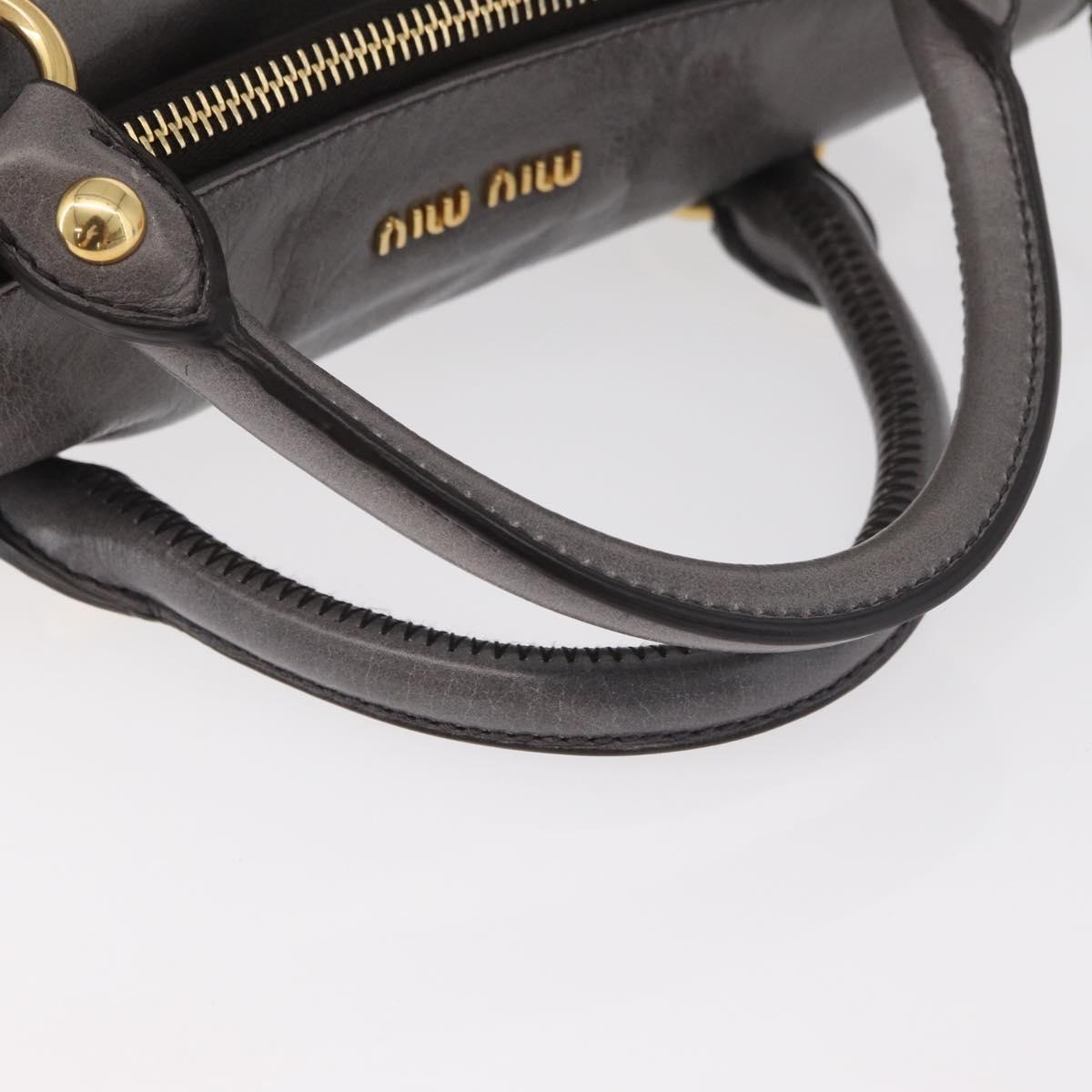 Miu Miu Hand Bag Leather 2way Gray Gold Auth yk20442SAM