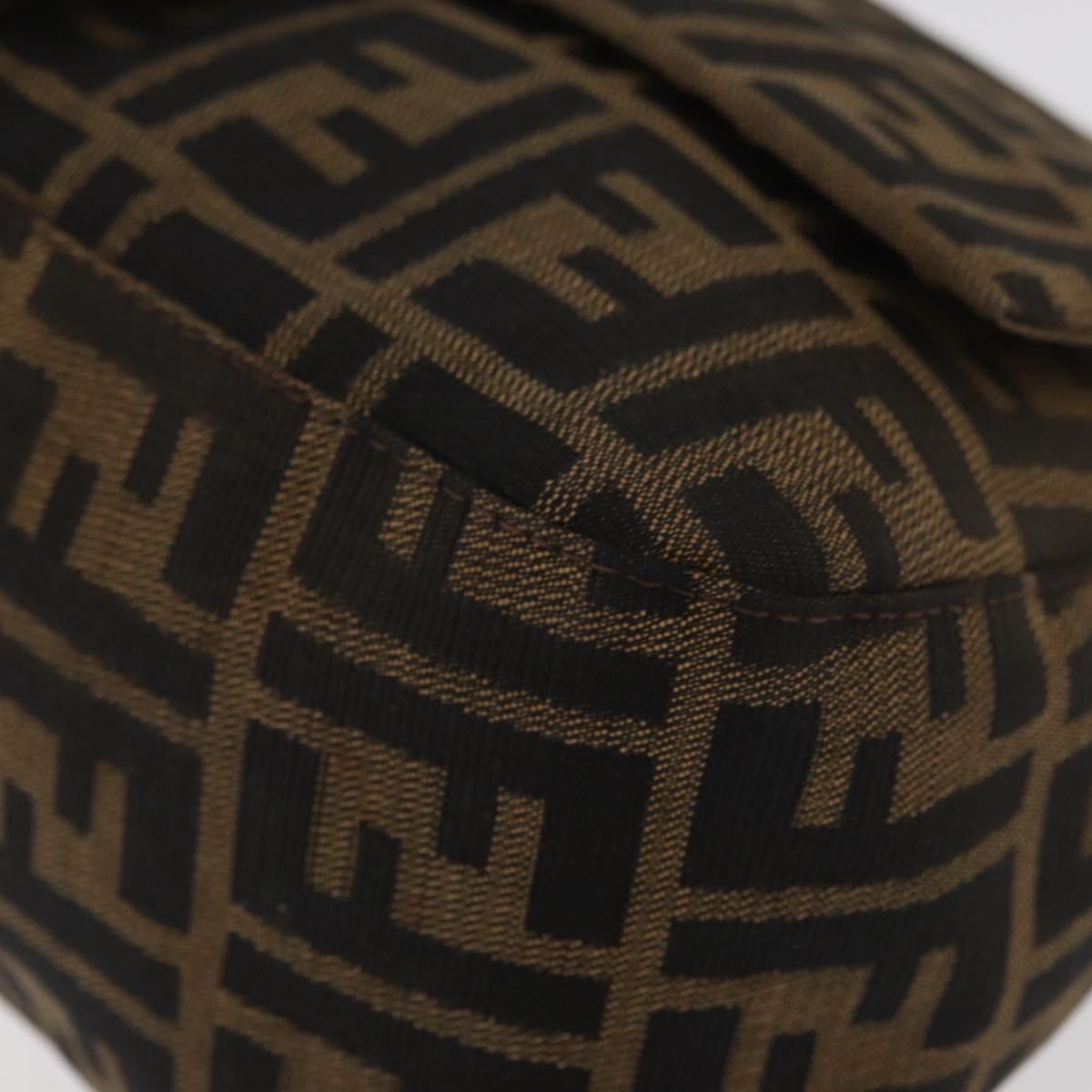 FENDI Zucca Canvas Mamma Baguette Shoulder Bag Black Brown Auth yk20443SAM
