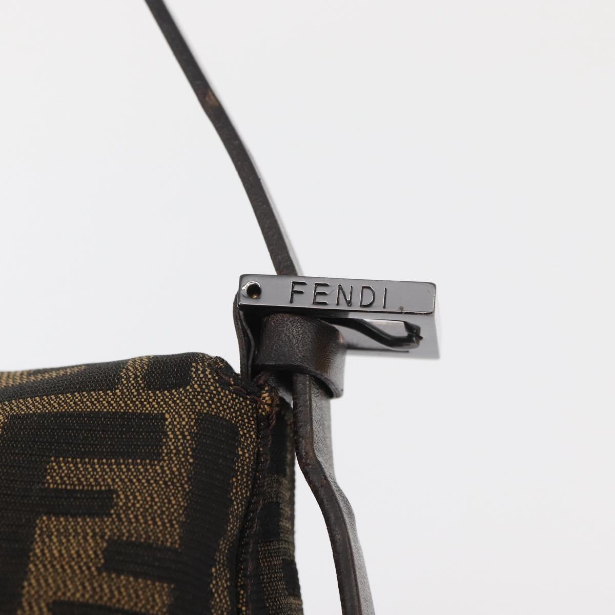 FENDI Zucca Canvas Mamma Baguette Shoulder Bag Black Brown Auth yk20443SAM