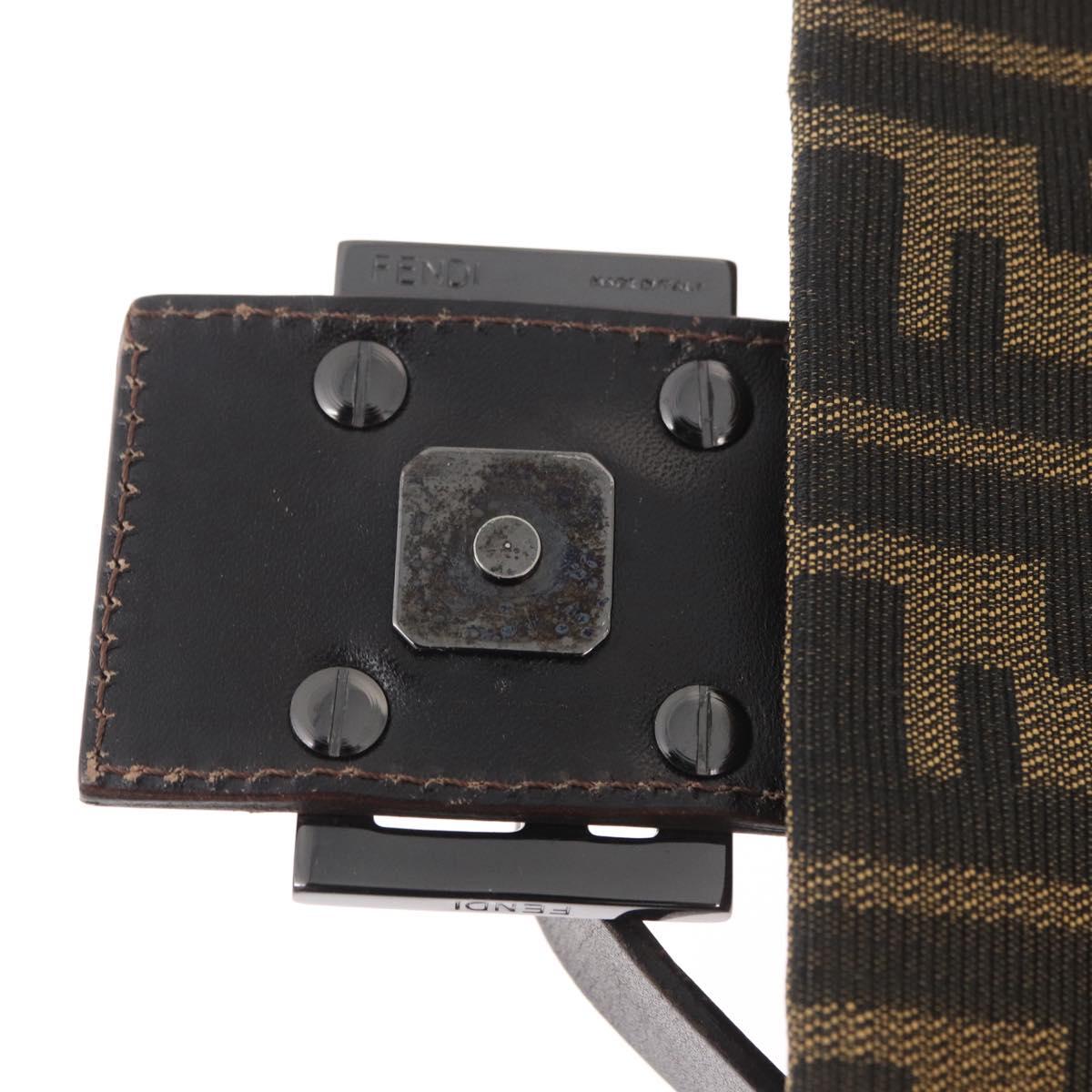 FENDI Zucca Canvas Mamma Baguette Shoulder Bag Black Brown Auth yk20443SAM