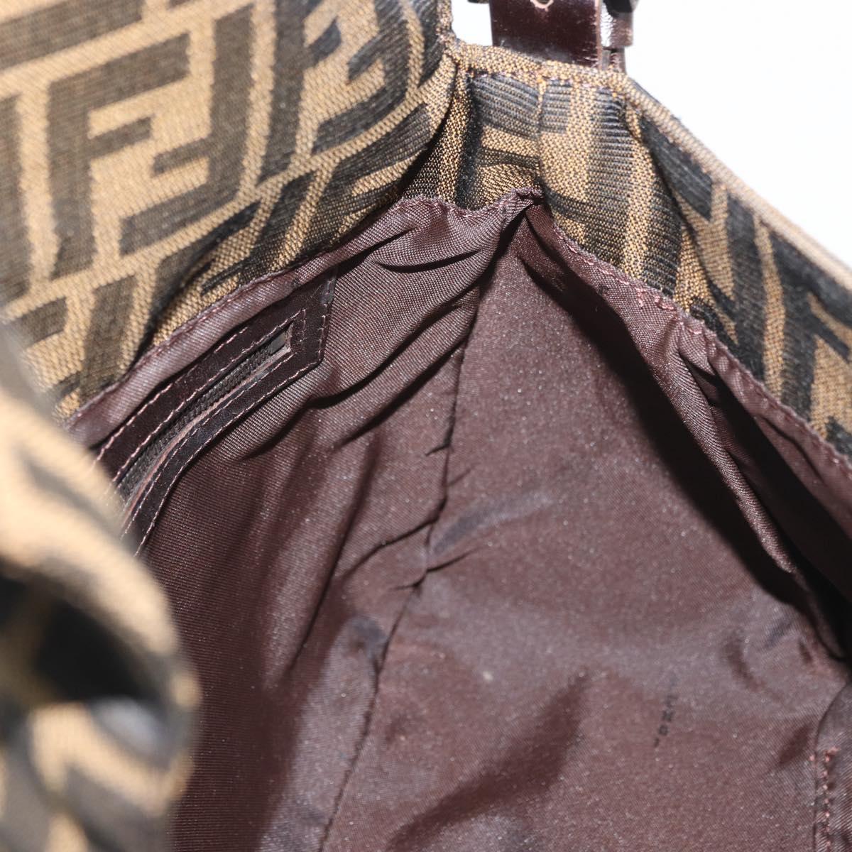 FENDI Zucca Canvas Mamma Baguette Shoulder Bag Black Brown Auth yk20443SAM