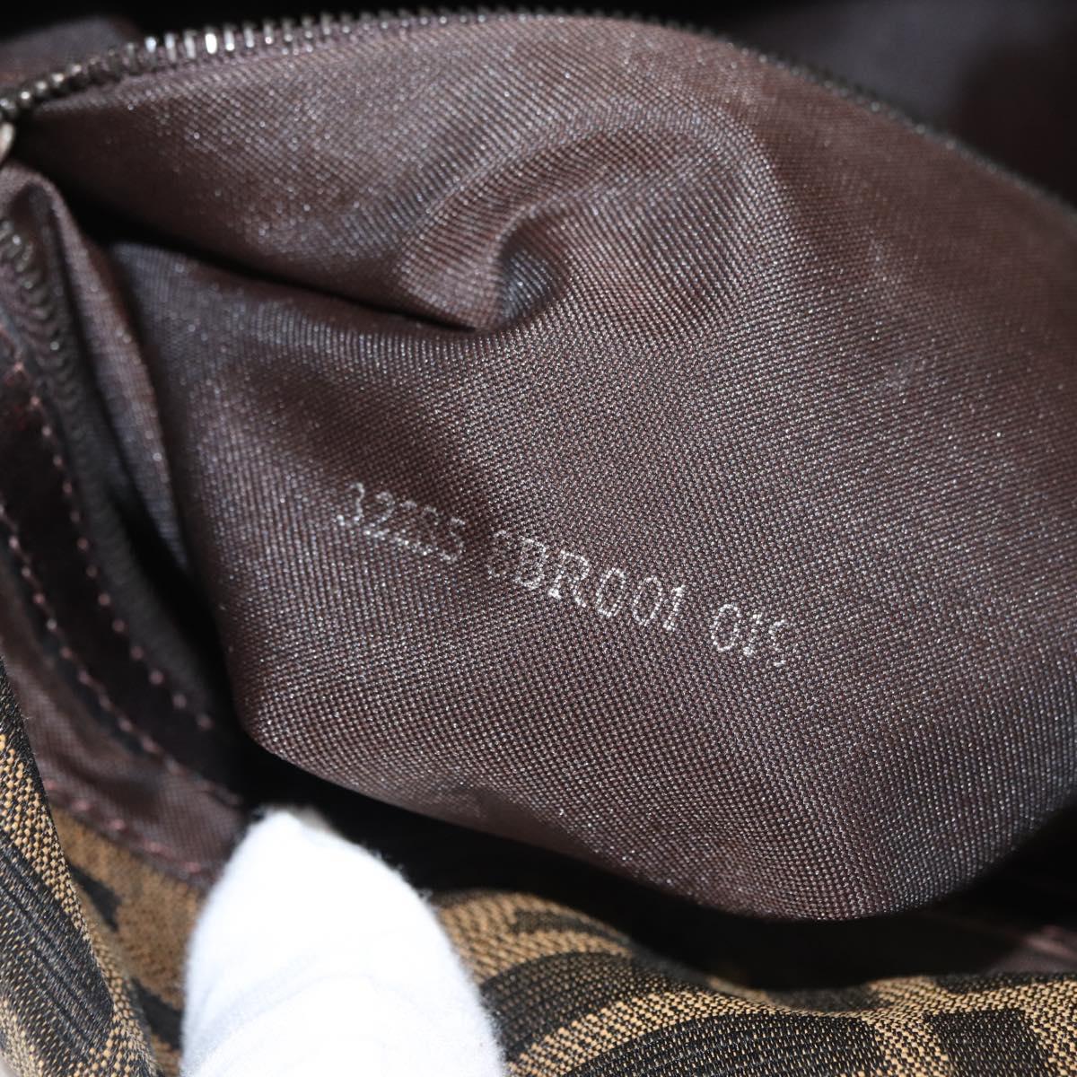 FENDI Zucca Canvas Mamma Baguette Shoulder Bag Black Brown Auth yk20443SAM