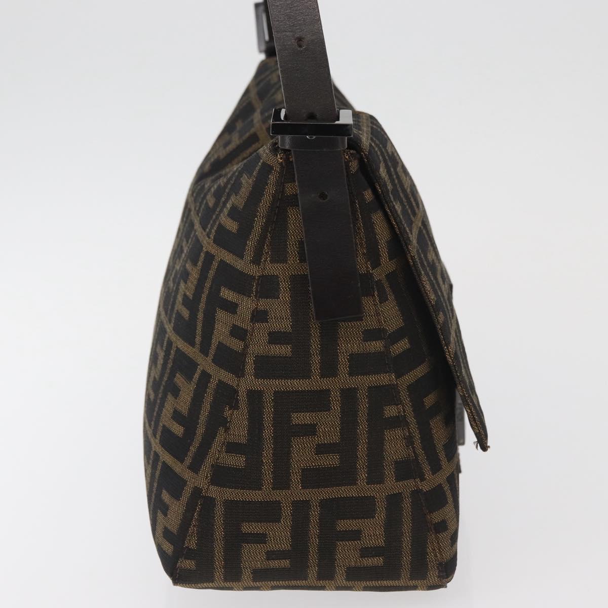 FENDI Zucca Canvas Mamma Baguette Shoulder Bag Black Brown Auth yk20443SAM