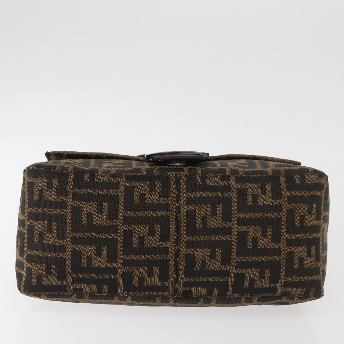 FENDI Zucca Canvas Mamma Baguette Shoulder Bag Black Brown Auth yk20443SAM