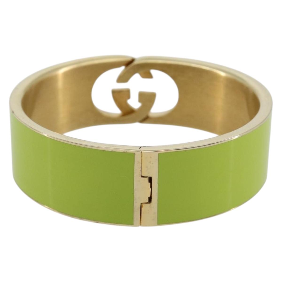 GUCCI Cuffs Bracelet metal S Green Auth yk20445M