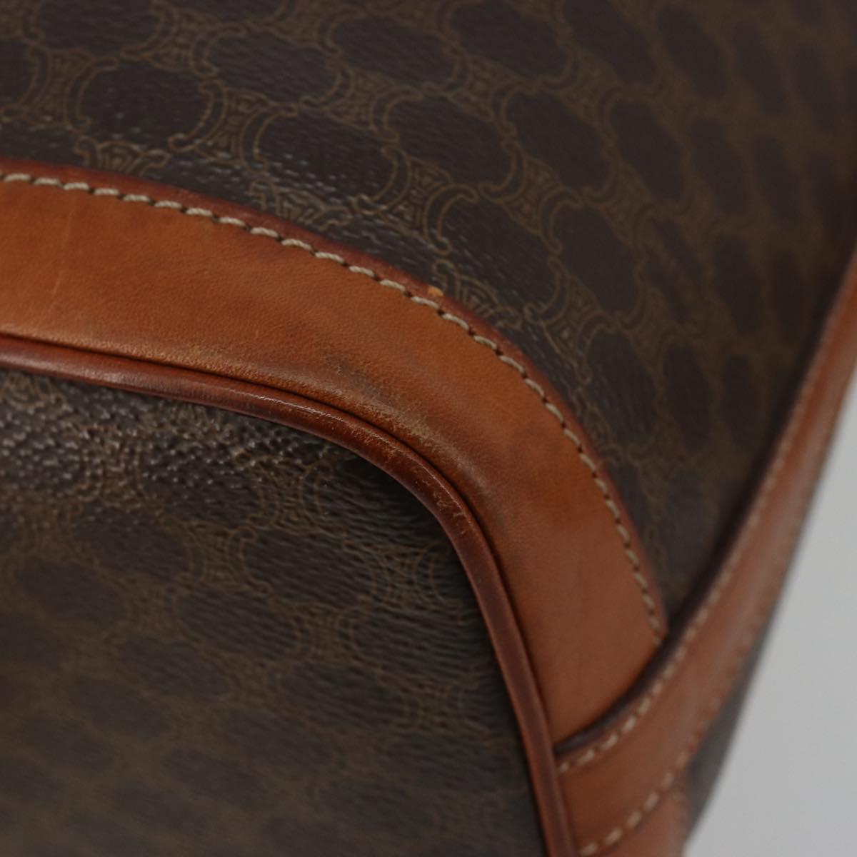 CELINE Macadam Canvas Shoulder Bag PVC Leather Brown Gold Auth yk20446A