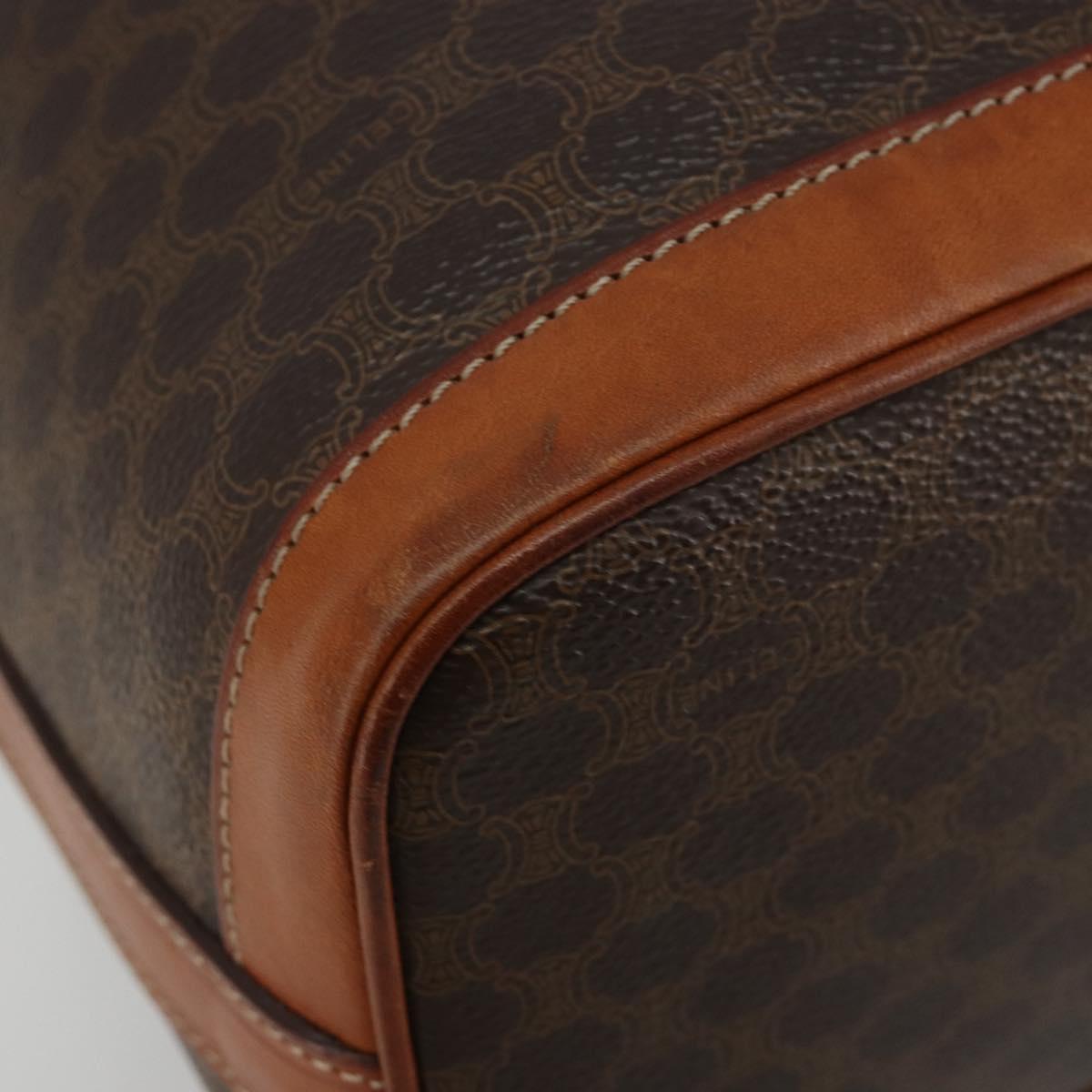 CELINE Macadam Canvas Shoulder Bag PVC Leather Brown Gold Auth yk20446A