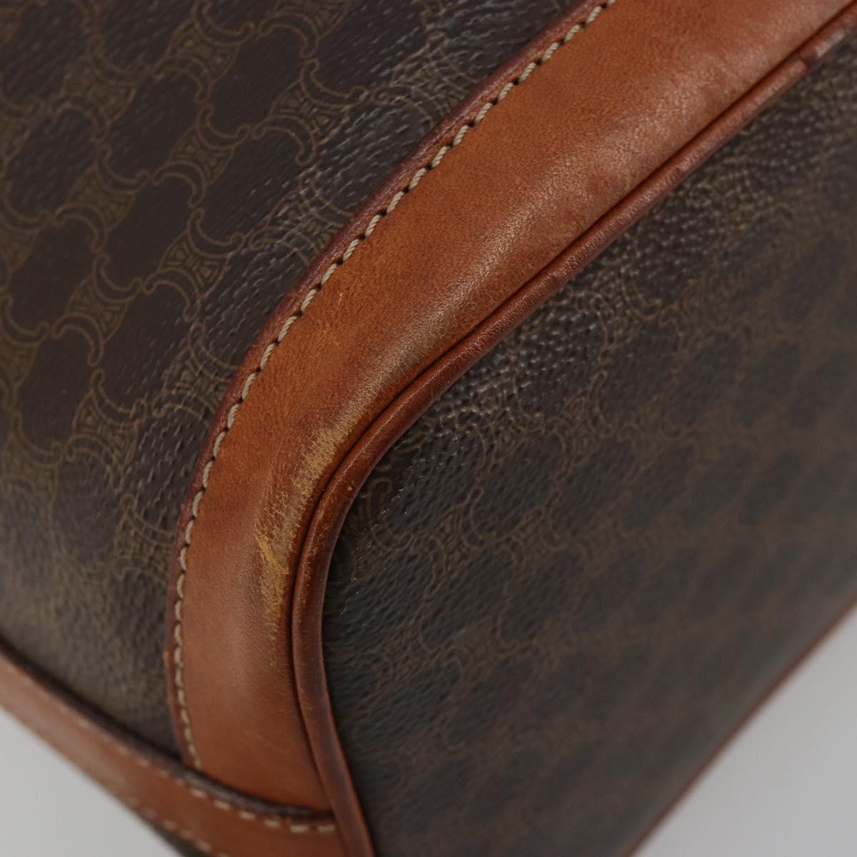 CELINE Macadam Canvas Shoulder Bag PVC Leather Brown Gold Auth yk20446A