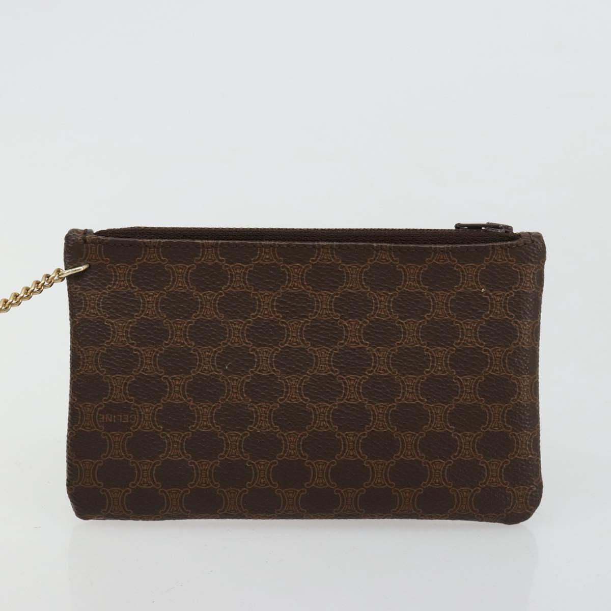CELINE Macadam Canvas Shoulder Bag PVC Leather Brown Gold Auth yk20446A