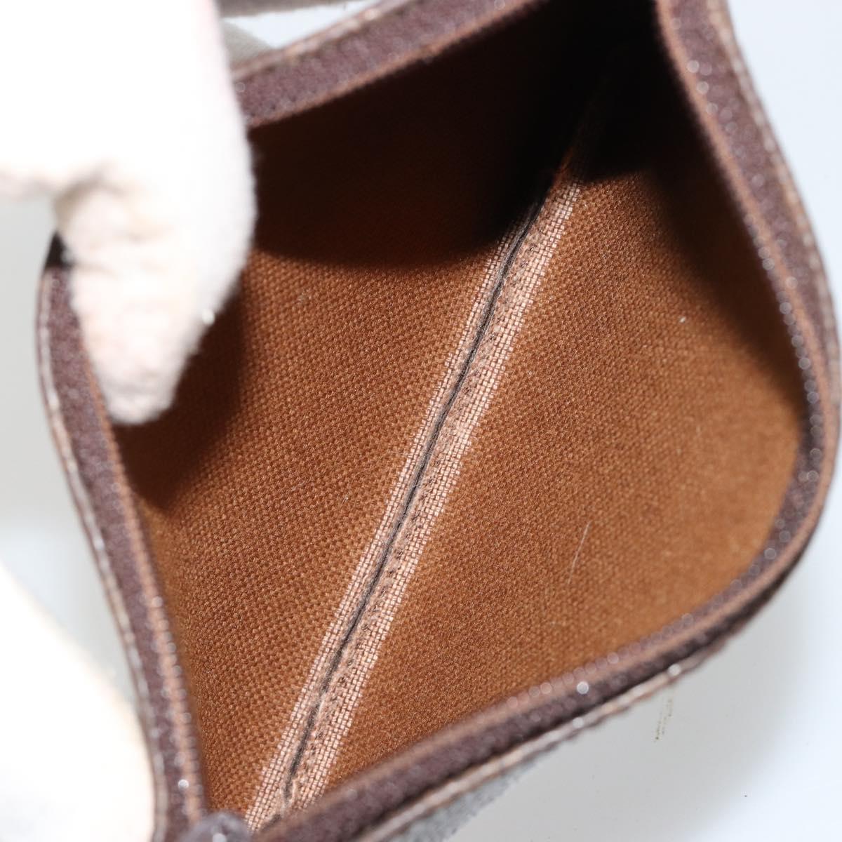 CELINE Macadam Canvas Shoulder Bag PVC Leather Brown Gold Auth yk20446A