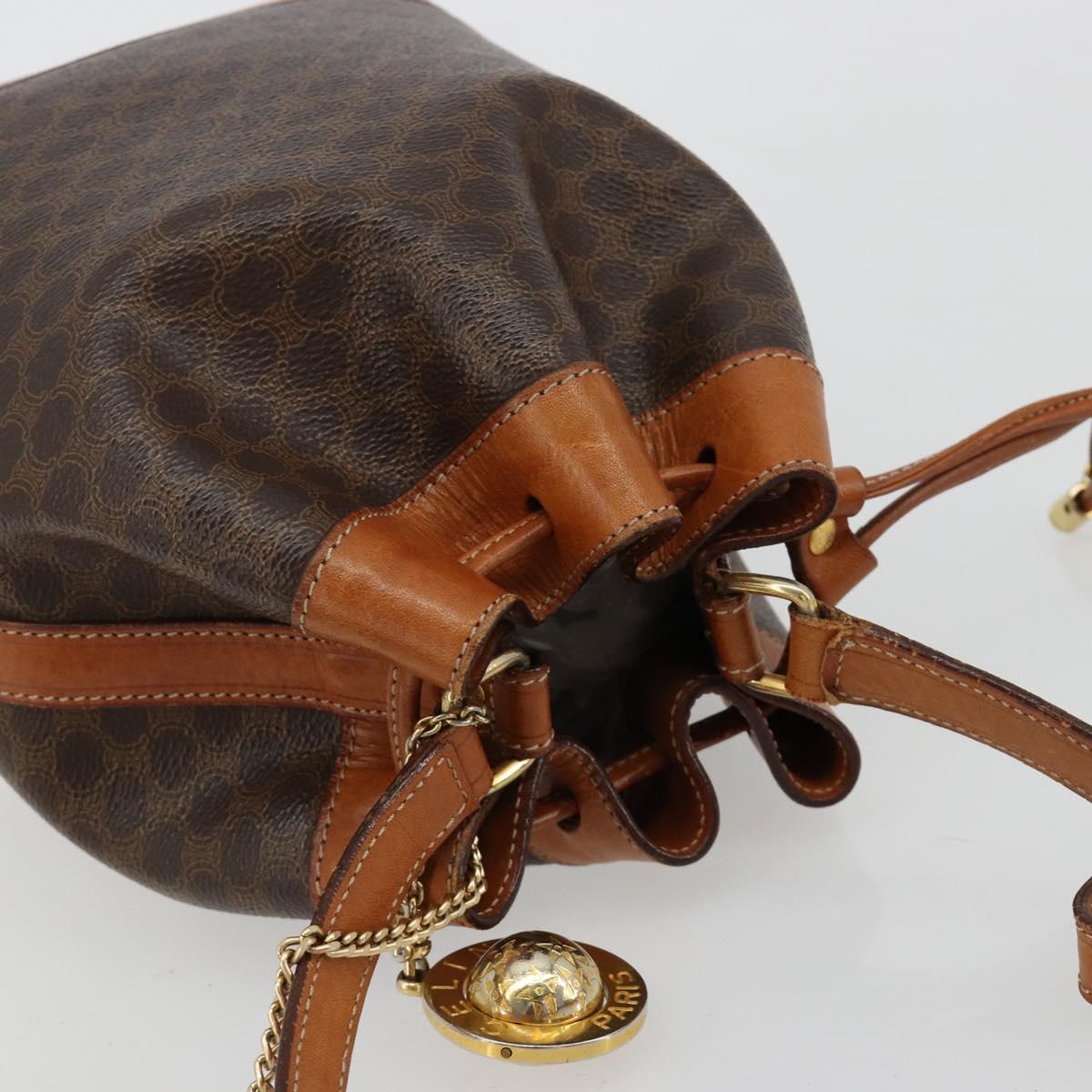 CELINE Macadam Canvas Shoulder Bag PVC Leather Brown Gold Auth yk20446A