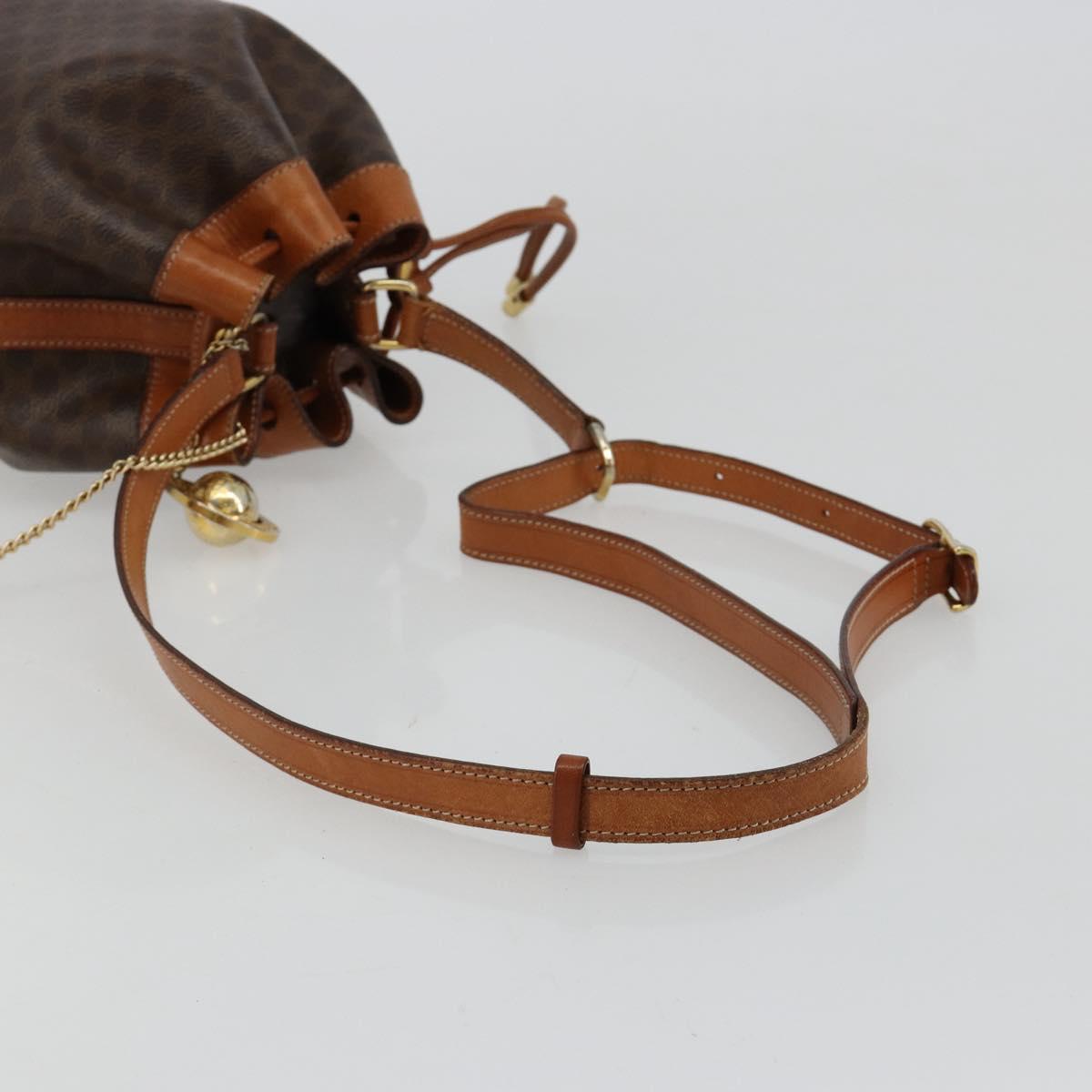 CELINE Macadam Canvas Shoulder Bag PVC Leather Brown Gold Auth yk20446A