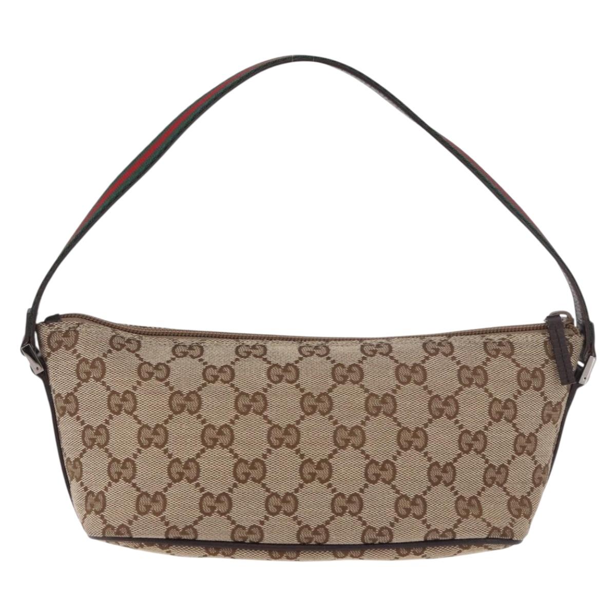 GUCCI GG Canvas Sherry Line Hand Bag Beige Gold 141809 Auth yk20448SAV