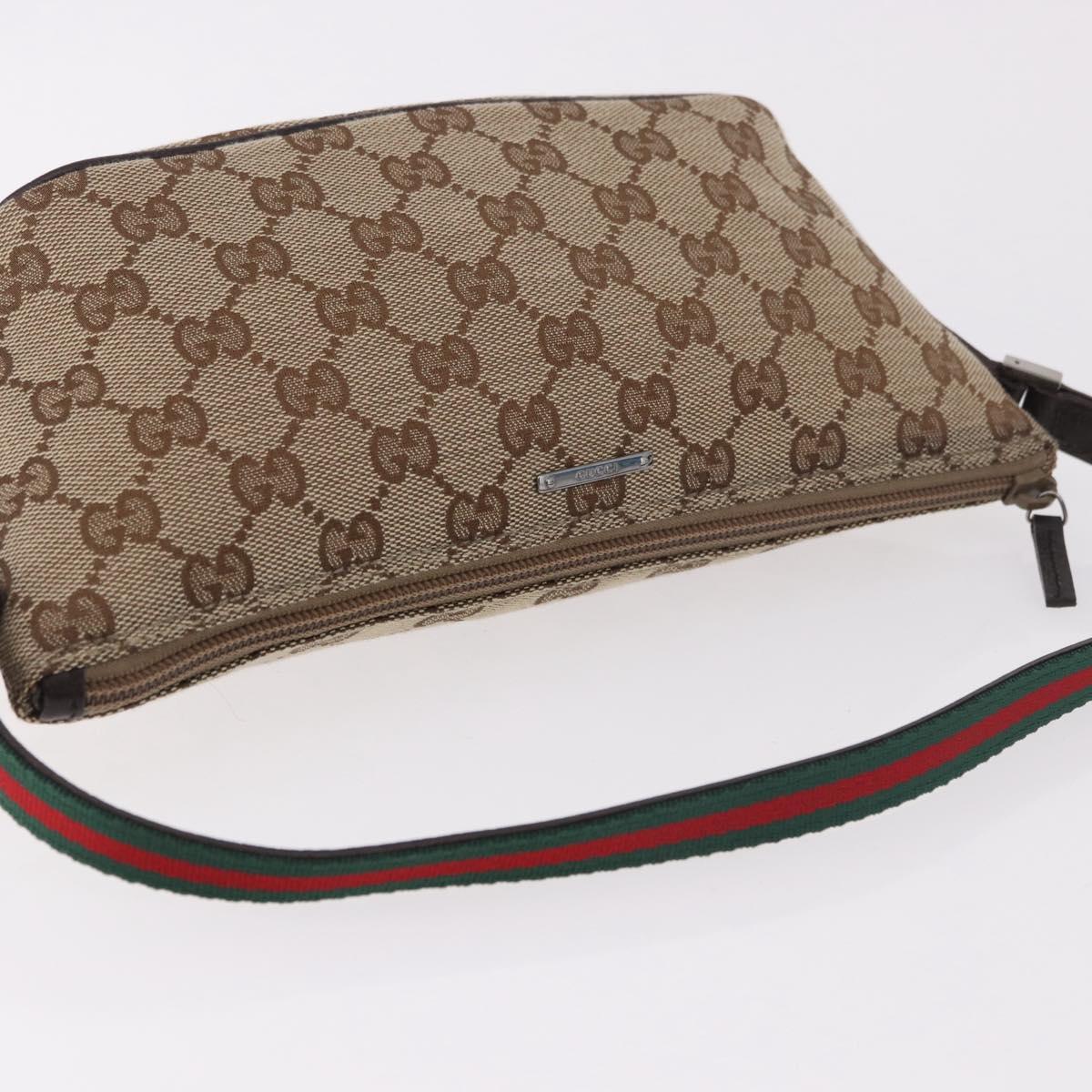 GUCCI GG Canvas Sherry Line Hand Bag Beige Gold 141809 Auth yk20448SAV