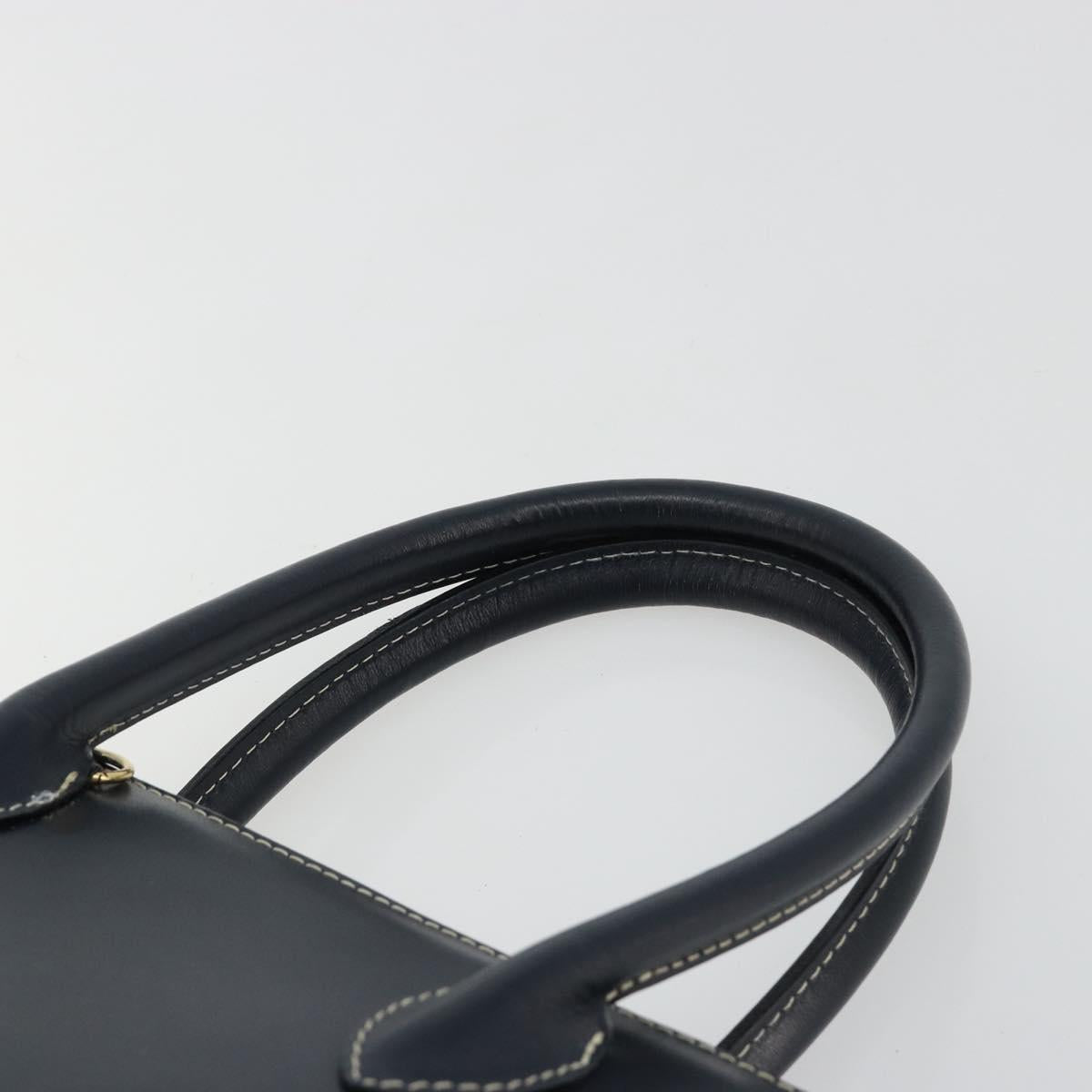 SAINT LAURENT Hand Bag Leather 2way Navy Gold Auth yk20450A