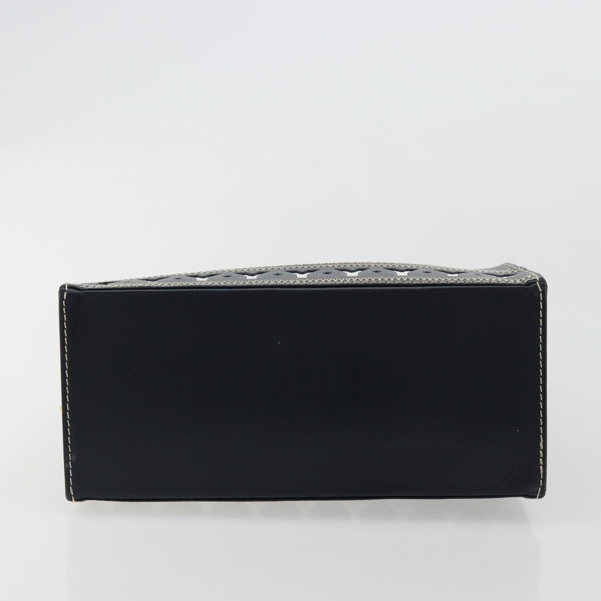 SAINT LAURENT Hand Bag Leather 2way Navy Gold Auth yk20450A
