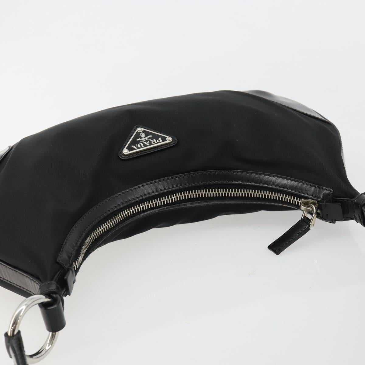 PRADA Shoulder Bag Nylon Black Silver Auth yk20451SAM