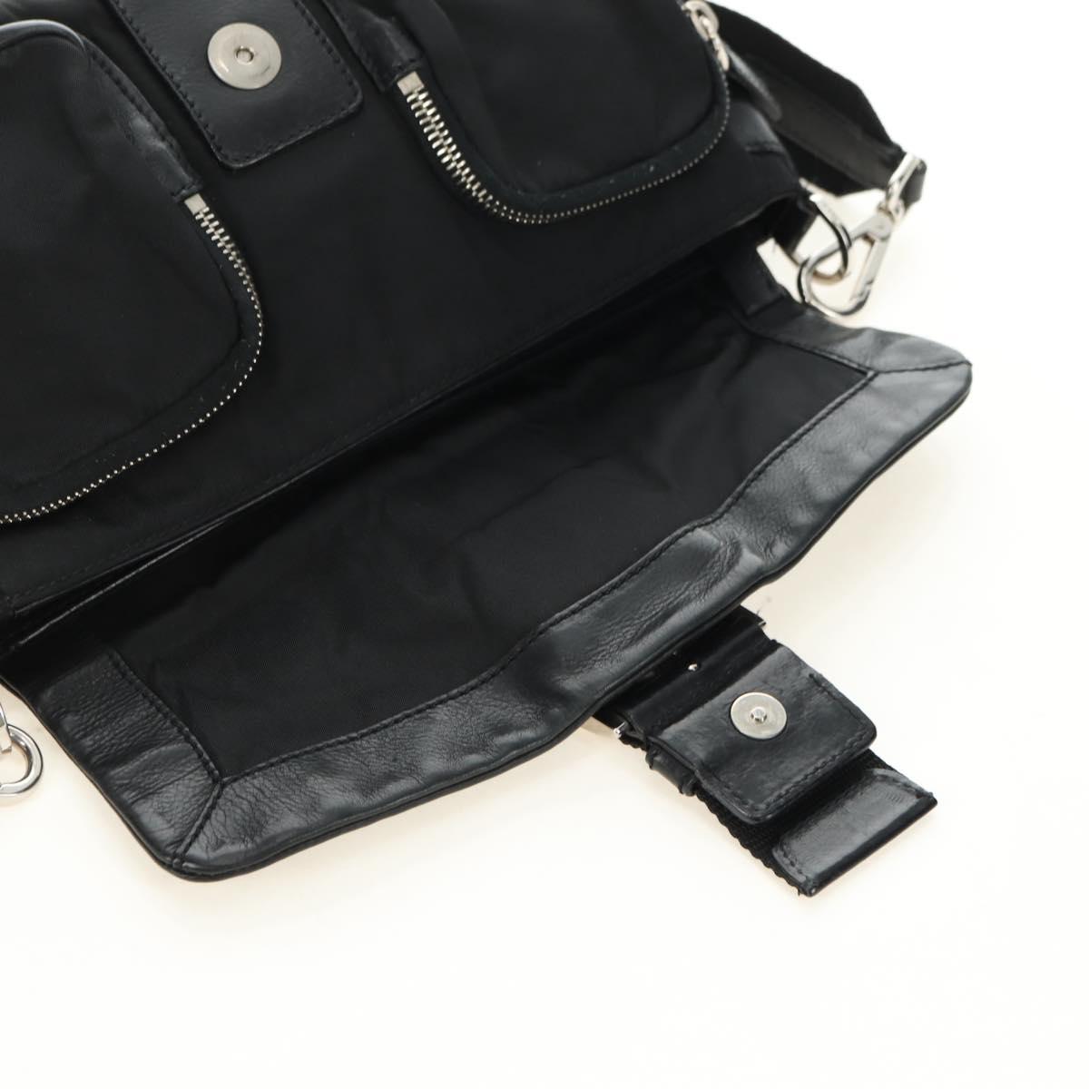 PRADA Shoulder Bag Nylon Black Silver Auth yk20454SAV
