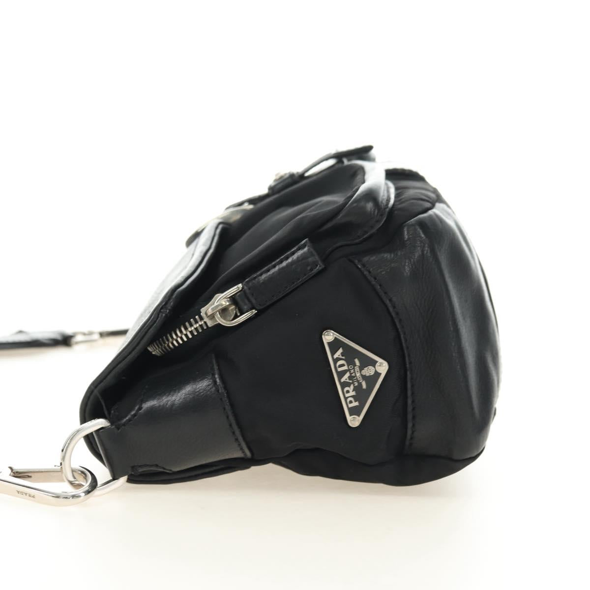 PRADA Shoulder Bag Nylon Black Silver Auth yk20454SAV
