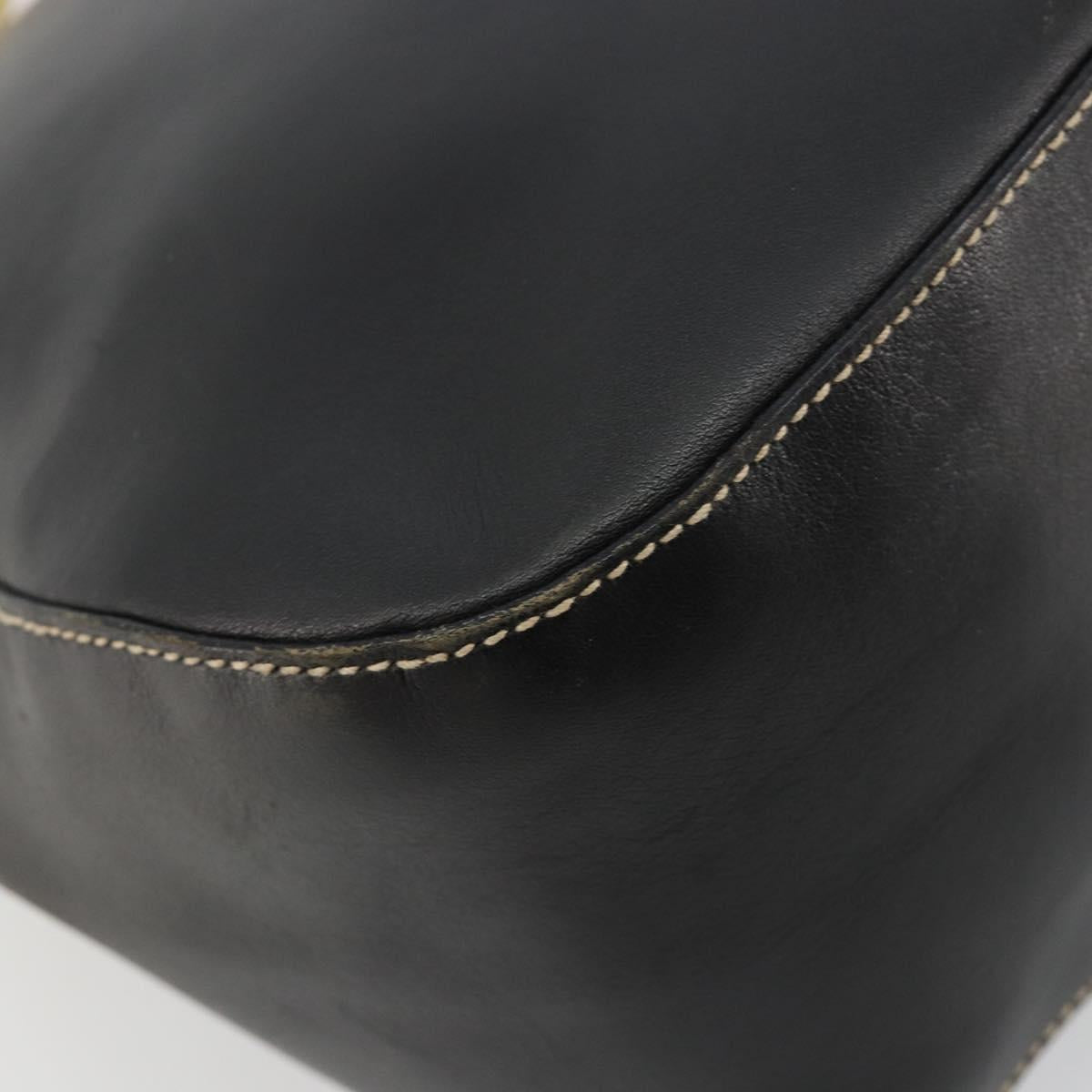 PRADA Chain Shoulder Bag Leather Black Gold Auth yk20455A