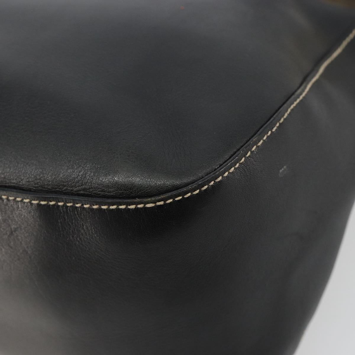PRADA Chain Shoulder Bag Leather Black Gold Auth yk20455A