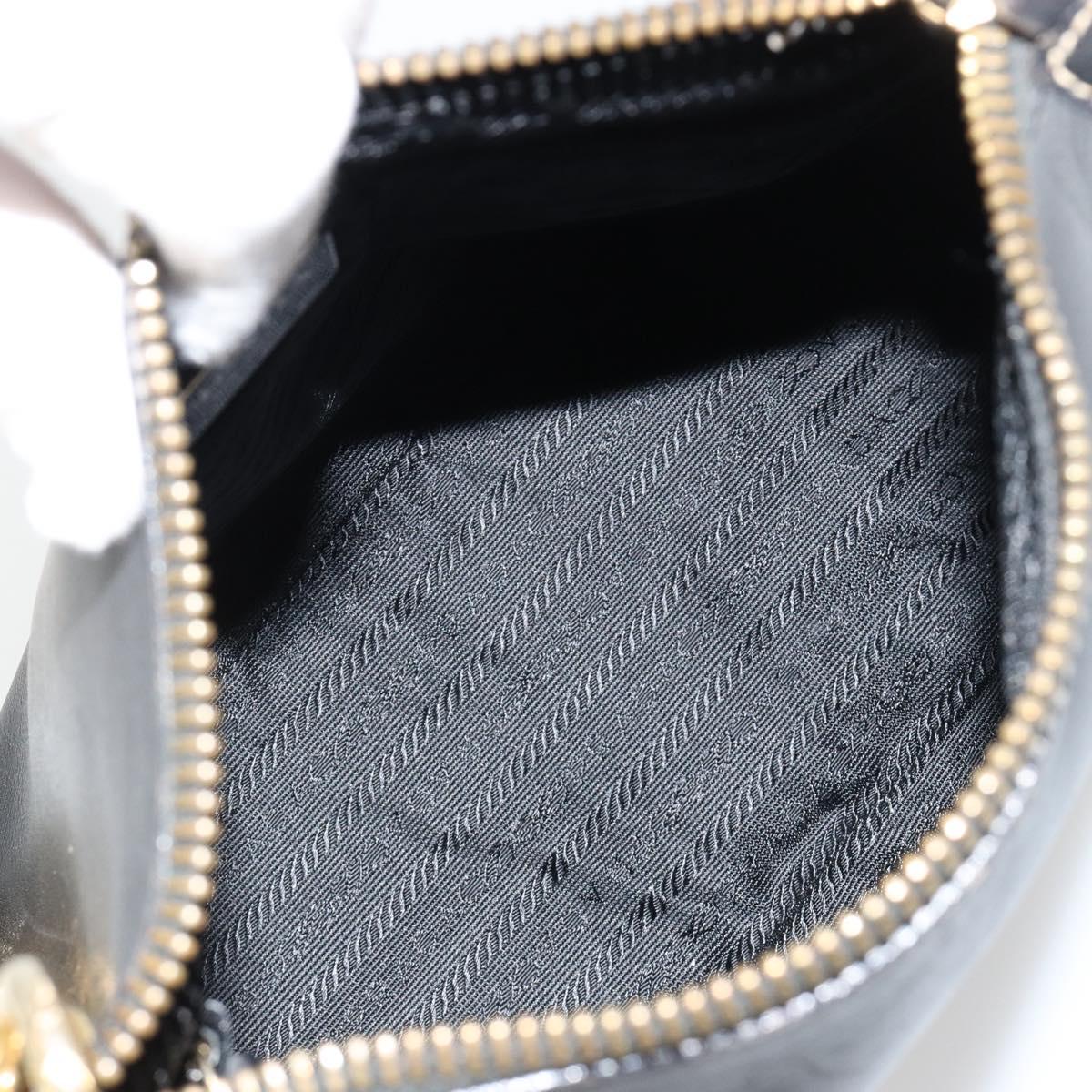 PRADA Chain Shoulder Bag Leather Black Gold Auth yk20455A