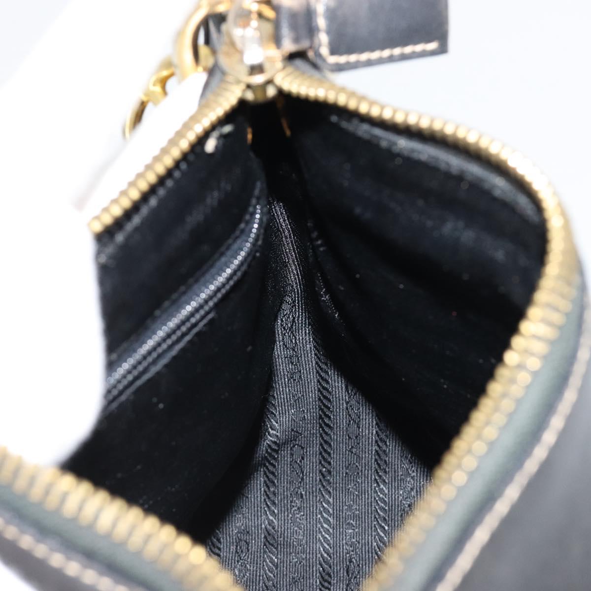 PRADA Chain Shoulder Bag Leather Black Gold Auth yk20455A